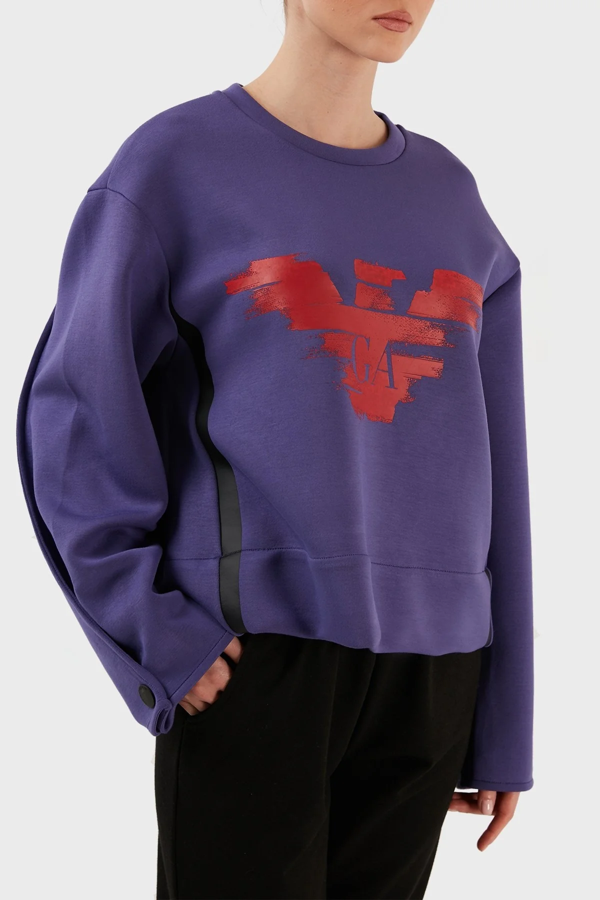 Emporio Armani Baskılı Relaxed Fit Bisiklet Yaka Bayan Sweat 3R2M6G 2JXQZ 0820 MOR - 8