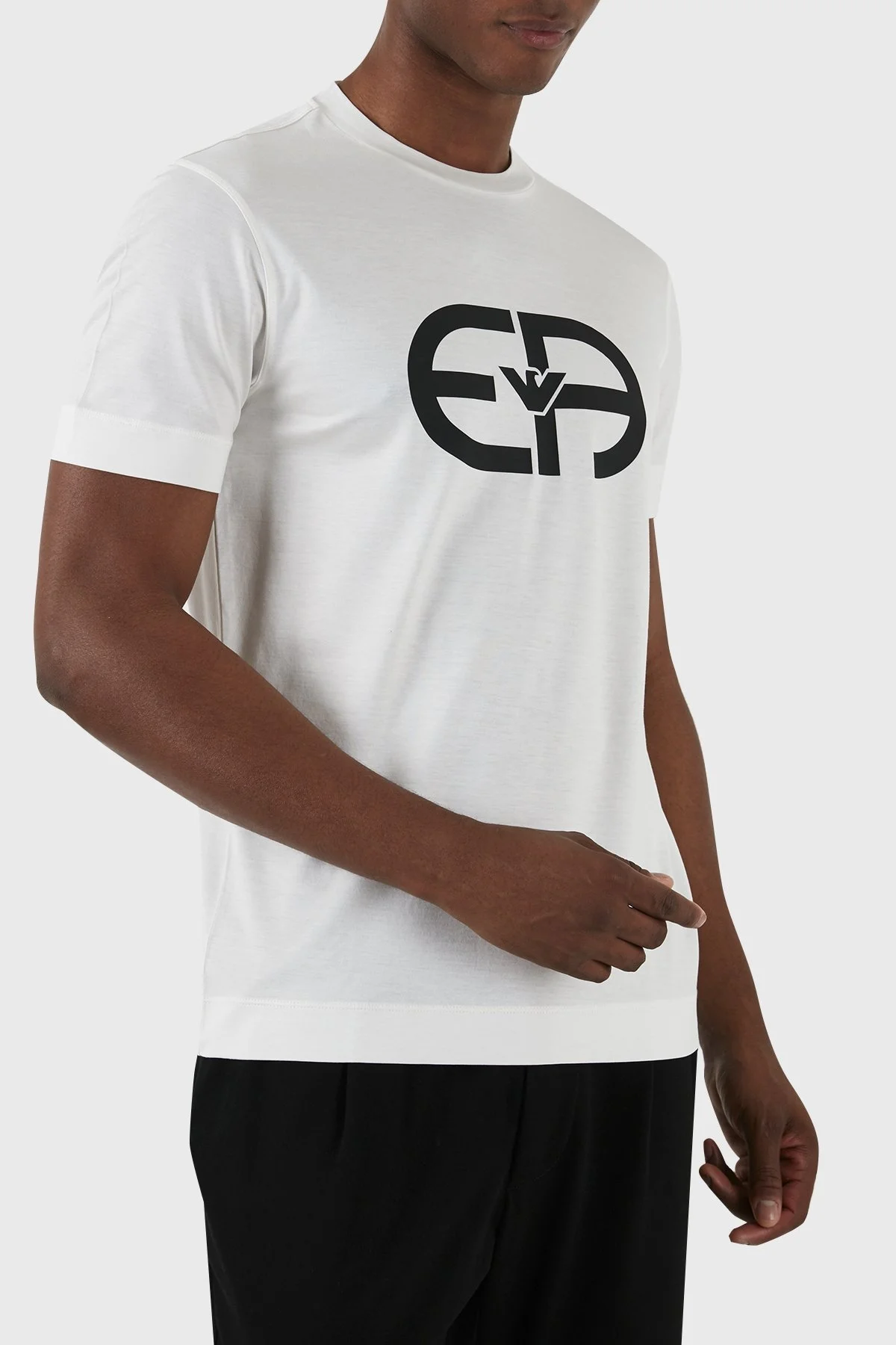 Emporio Armani Baskılı Slim Fit Bisiklet Yaka Erkek T Shirt 8N1TF6 1JUVZ 0101 BEYAZ - 5