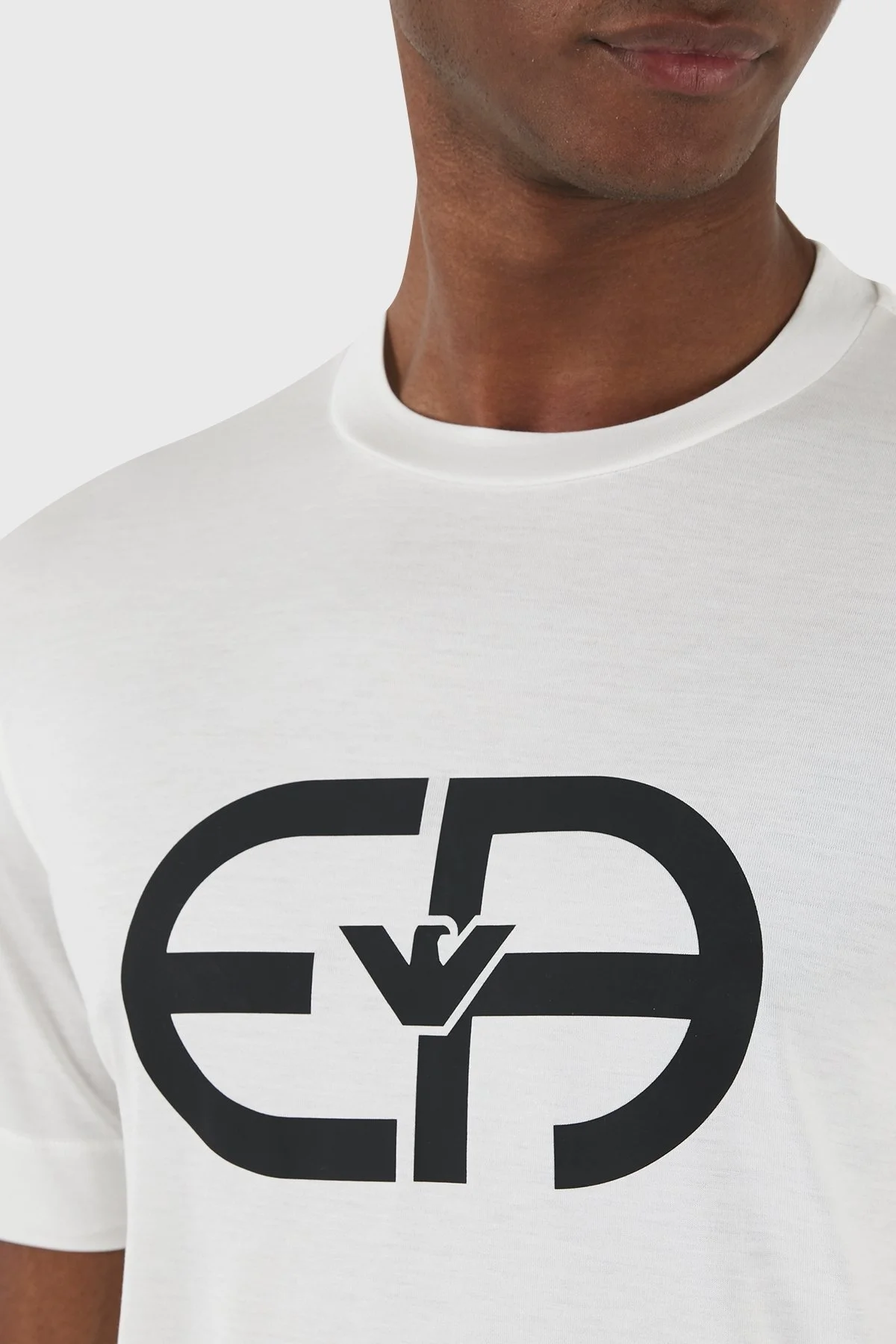 Emporio Armani Baskılı Slim Fit Bisiklet Yaka Erkek T Shirt 8N1TF6 1JUVZ 0101 BEYAZ - 12