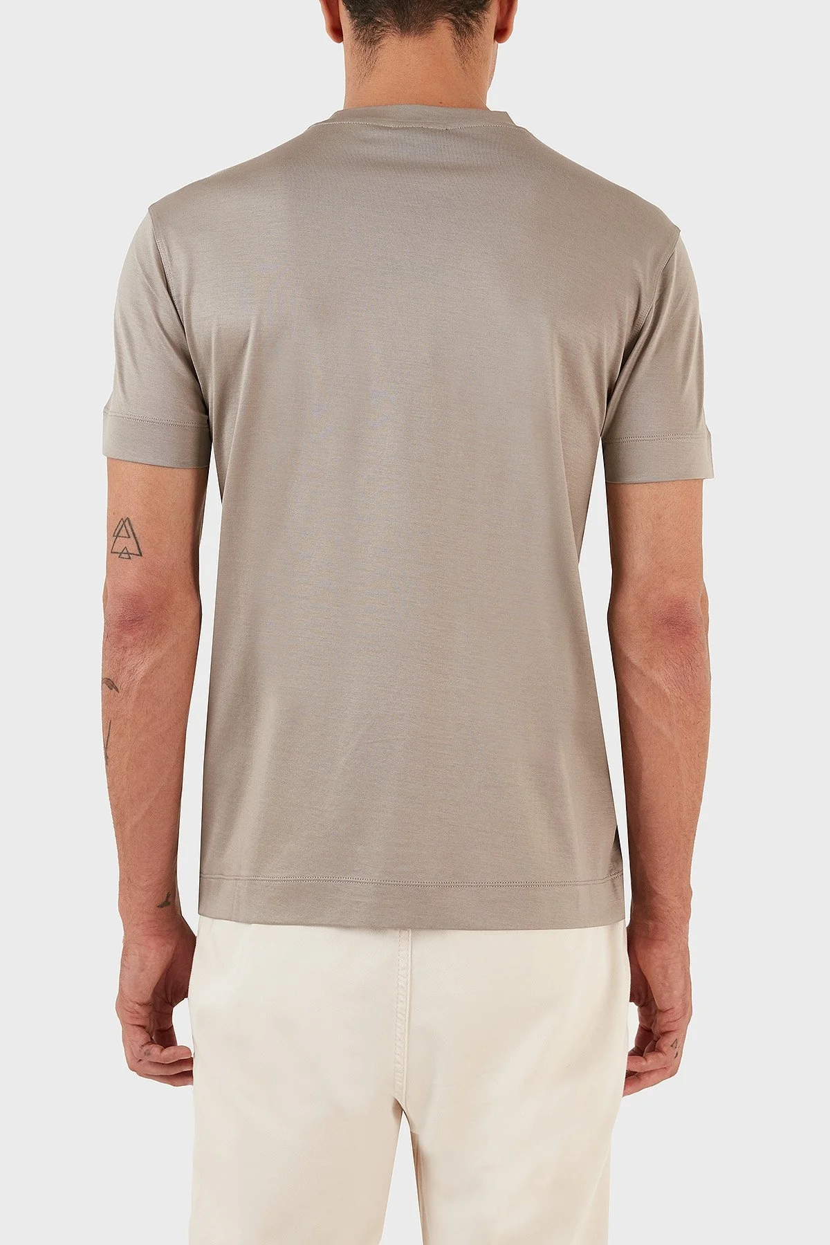 Emporio Armani Baskılı Slim Fit Bisiklet Yaka Erkek T Shirt 8N1TF6 1JUVZ 0643 BEJ - 3