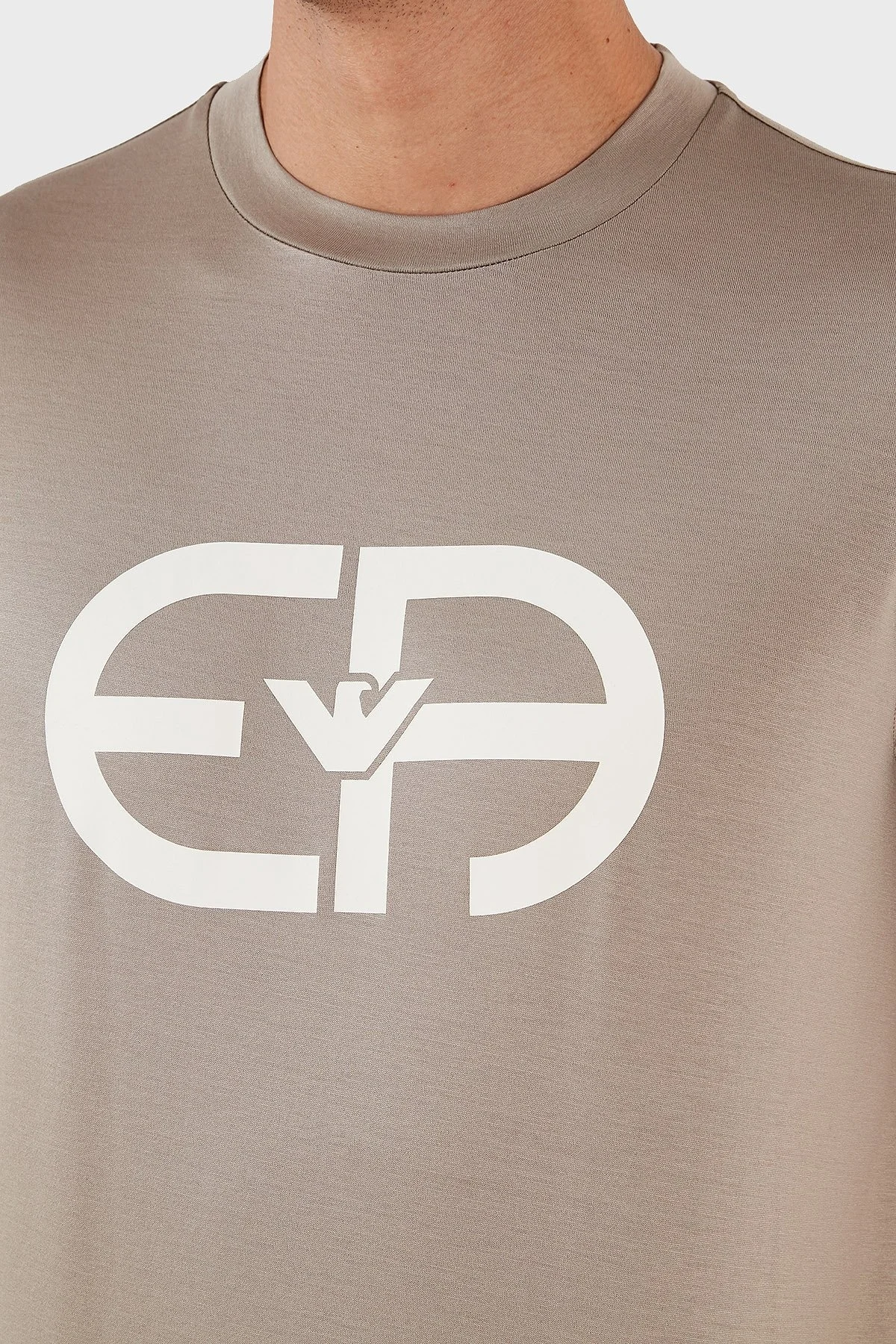 Emporio Armani Baskılı Slim Fit Bisiklet Yaka Erkek T Shirt 8N1TF6 1JUVZ 0643 BEJ - 4