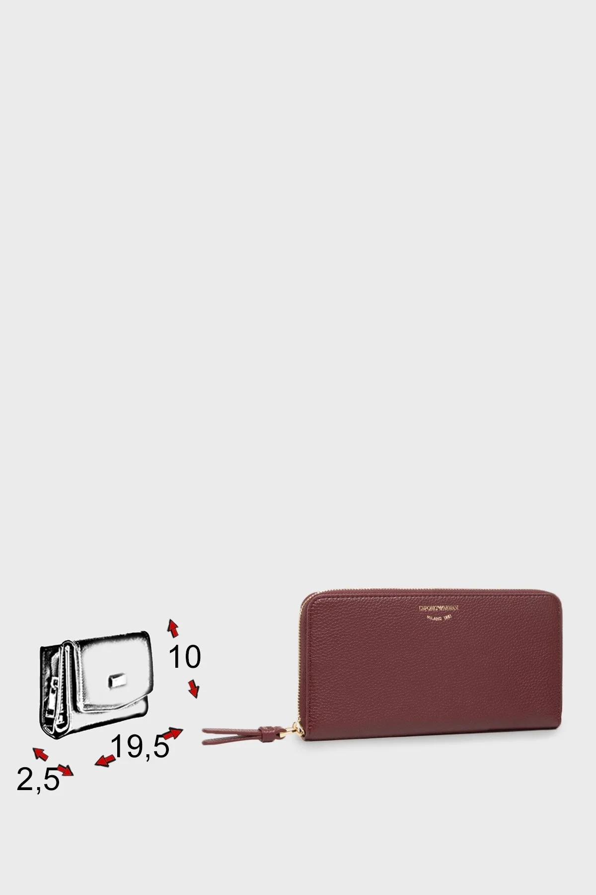 Emporio Armani Marka Logolu Fermuarlı Bayan Cüzdan Y3H168 YFW9B 80401 BORDO - 4