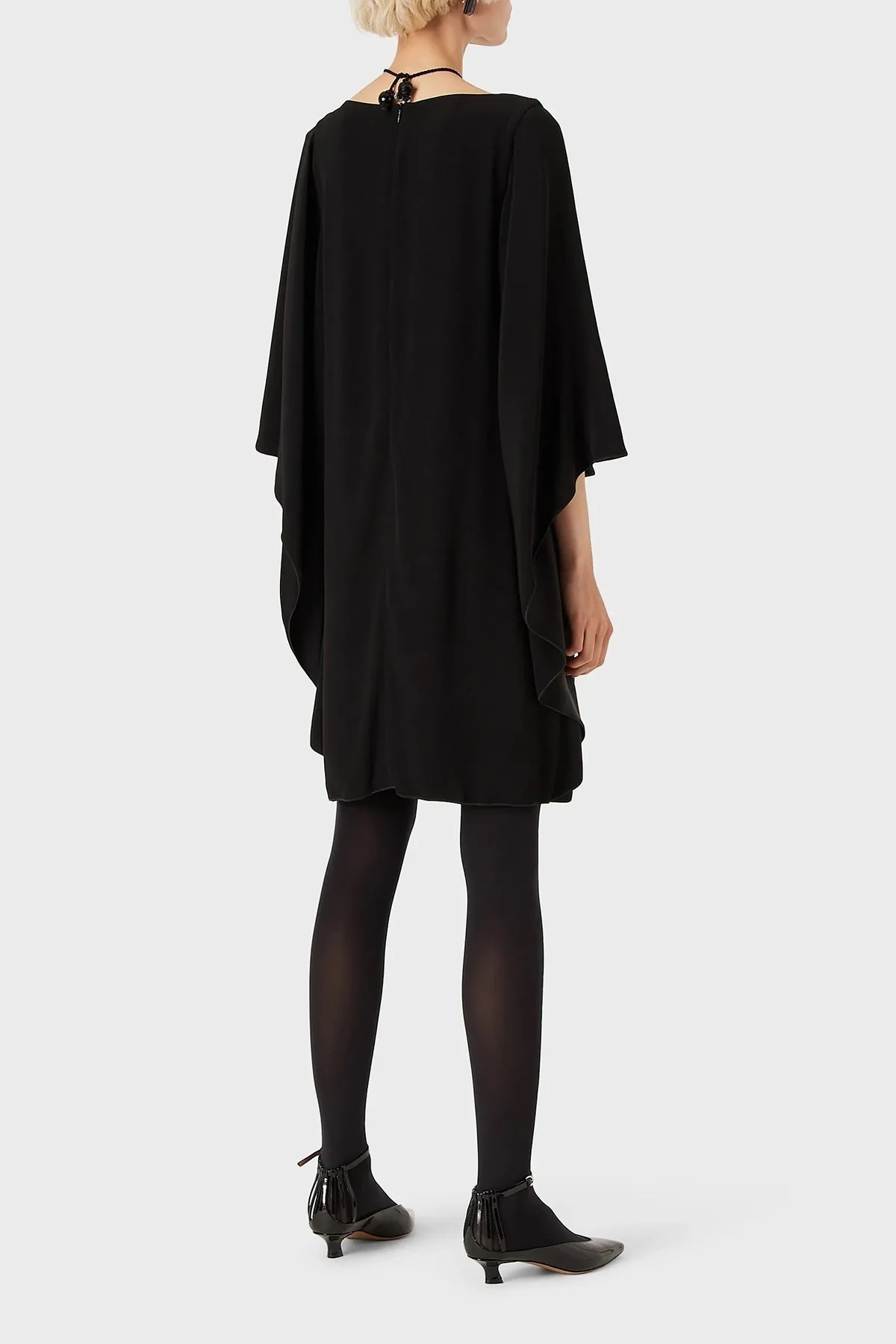 Emporio Armani Geniş Yaka Pelerin Kollu Mini Bayan Elbise 6K2A78 2N8XZ 0999 SİYAH - 3