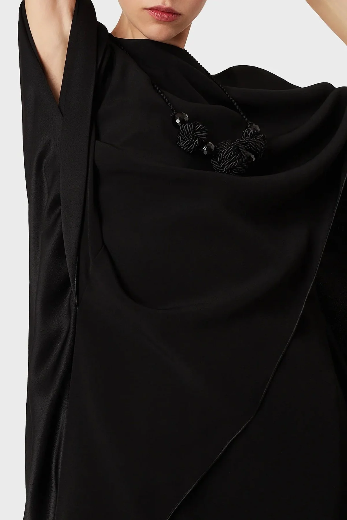 Emporio Armani Geniş Yaka Pelerin Kollu Mini Bayan Elbise 6K2A78 2N8XZ 0999 SİYAH - 4