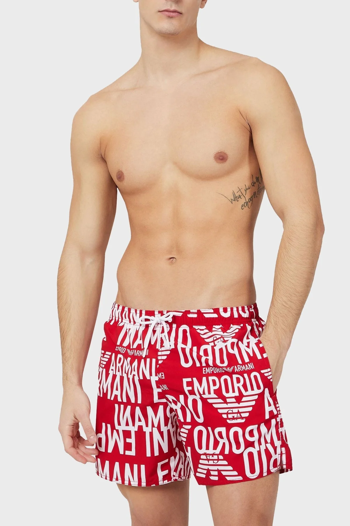 Emporio Armani Belden Bağlamalı Cepli Erkek Mayo Short S 211740 1P428 06574 KIRMIZI - 1