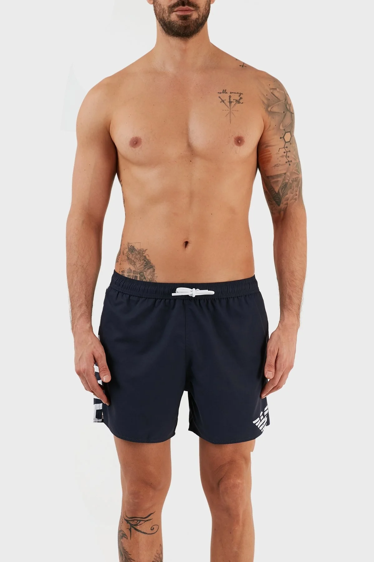 Emporio Armani Belden Bağlamalı Deniz Şortu Regular Fit Cepli Erkek Mayo Short 211740 3R424 49336 LACİVERT - 1