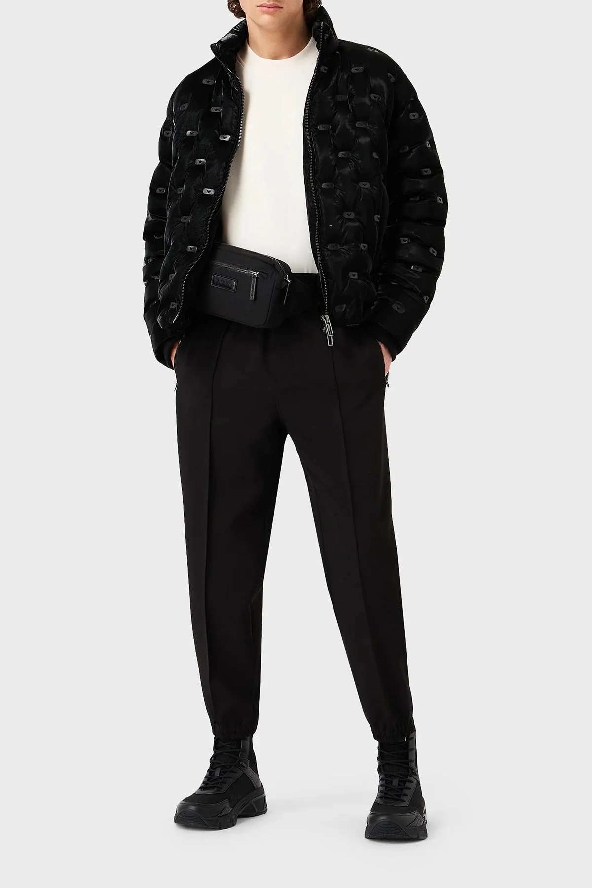 Emporio Armani Beli ve Paçası Lastikli Regular Fit Erkek Pantolon 6R1P74 1NFTZ 0999 SİYAH - 2