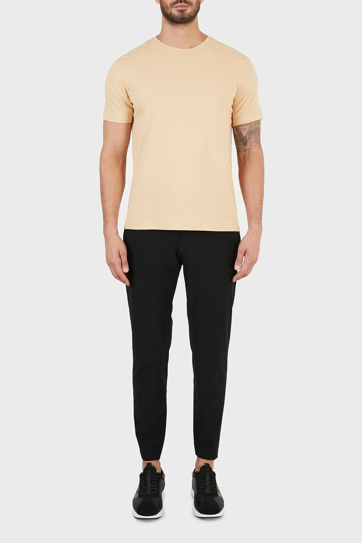 Emporio Armani Bisiklet Yaka % 100 Pamuk Erkek T Shirt 3K1T7P 1JM8Z 0112 BEJ - 11