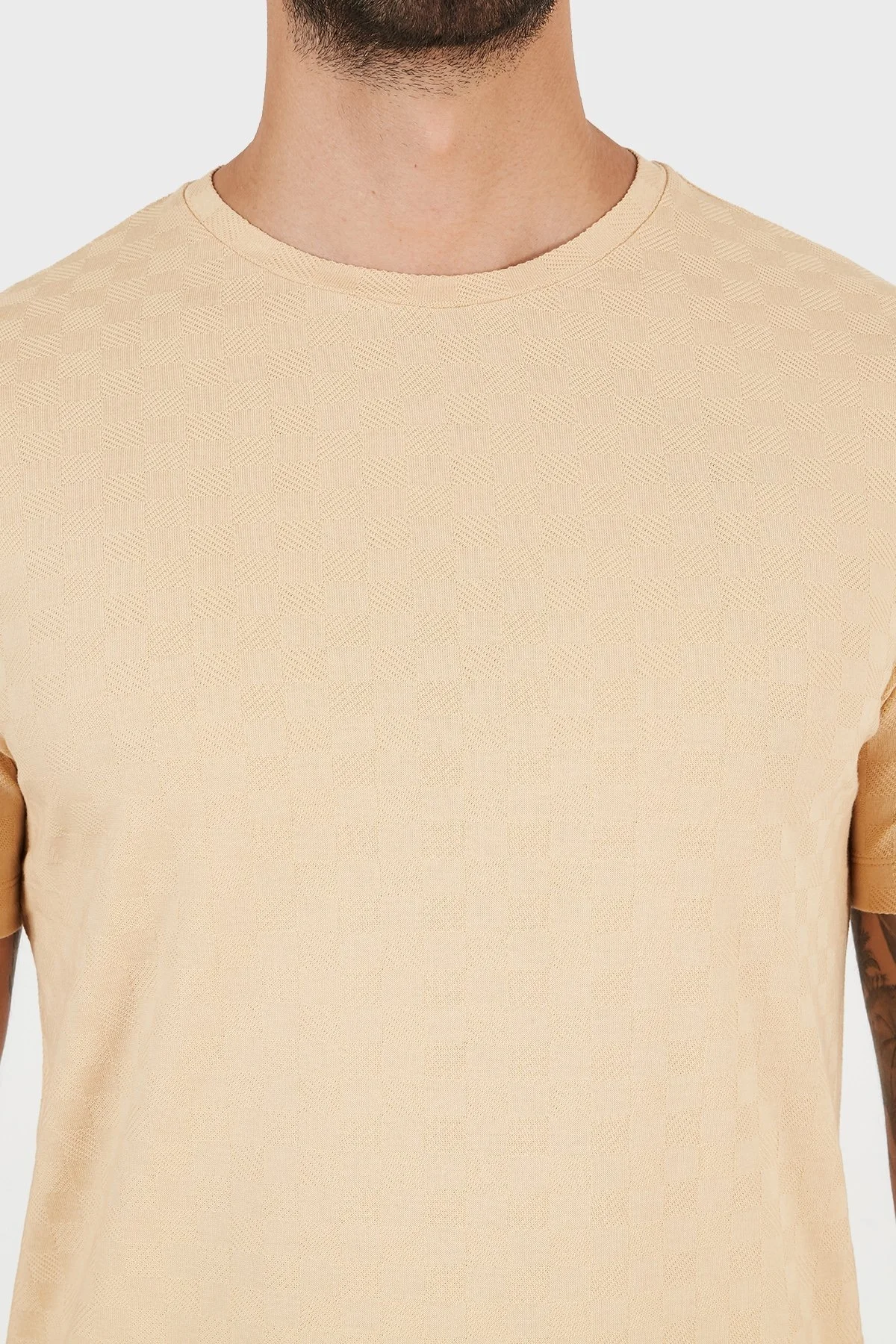 Emporio Armani Bisiklet Yaka % 100 Pamuk Erkek T Shirt 3K1T7P 1JM8Z 0112 BEJ - 12