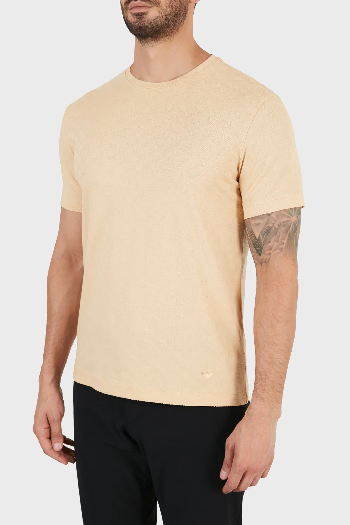 Emporio Armani Bisiklet Yaka % 100 Pamuk Erkek T Shirt 3K1T7P 1JM8Z 0112 BEJ - 2