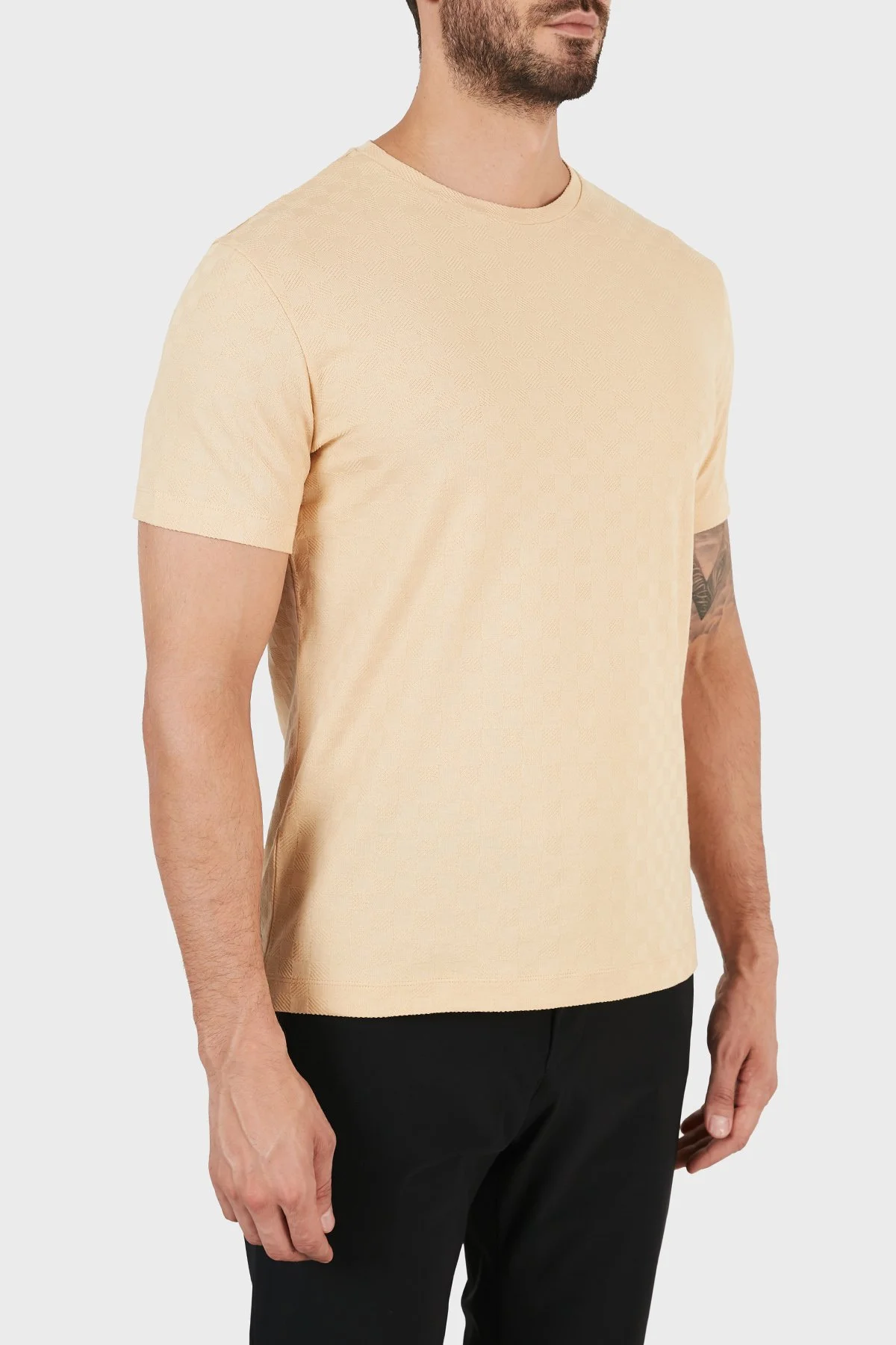 Emporio Armani Bisiklet Yaka % 100 Pamuk Erkek T Shirt 3K1T7P 1JM8Z 0112 BEJ - 4