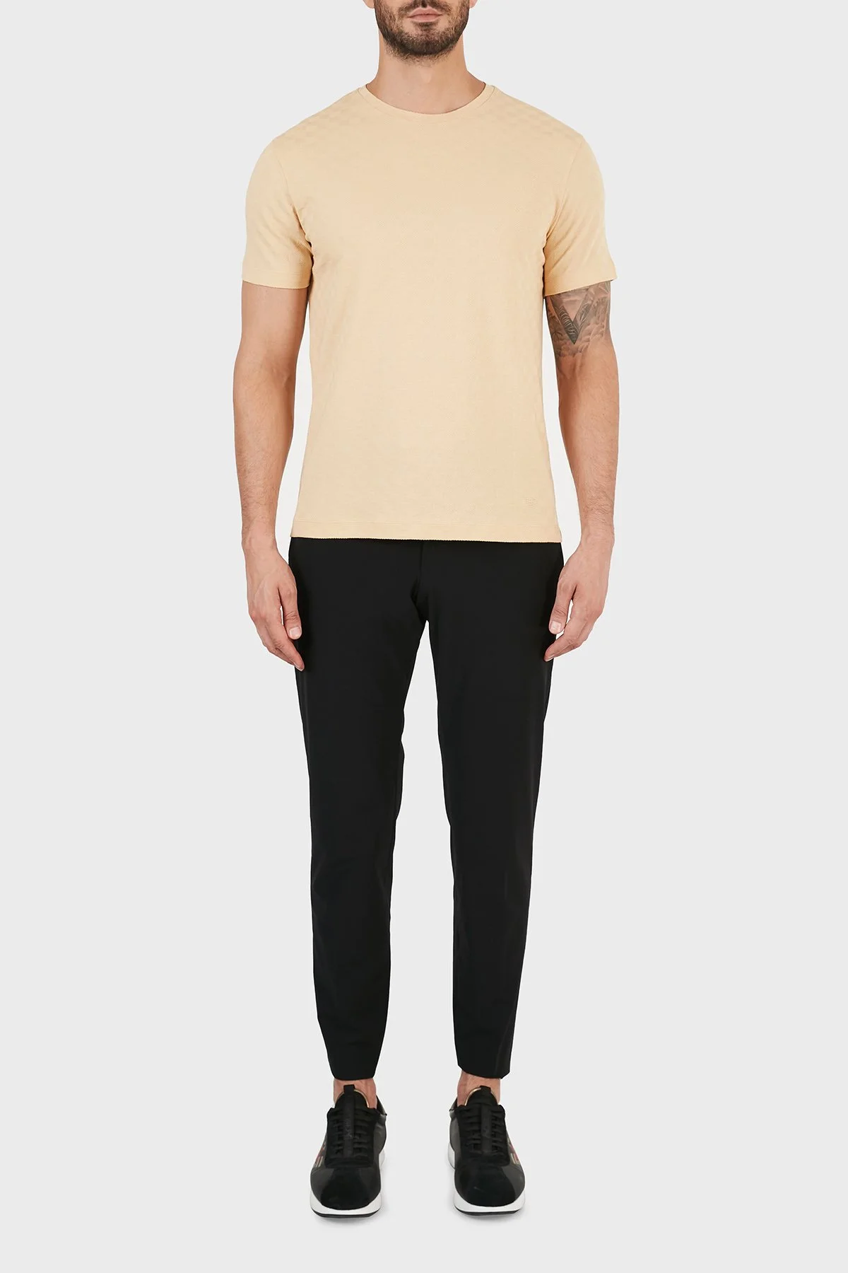 Emporio Armani Bisiklet Yaka % 100 Pamuk Erkek T Shirt 3K1T7P 1JM8Z 0112 BEJ - 5