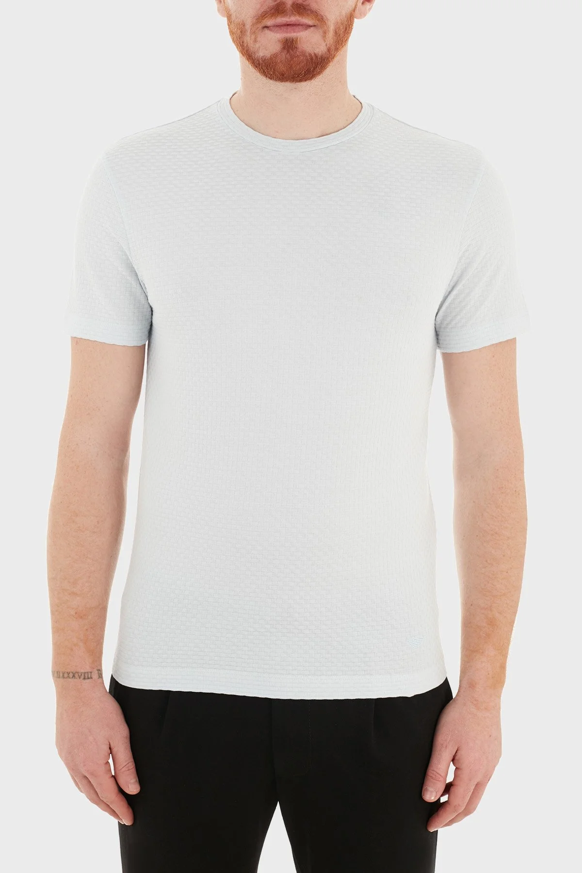 Emporio Armani Bisiklet Yaka % 100 Pamuk Erkek T Shirt 3K1T7Q 1JM9Z 0600 AÇIK MAVİ - 1