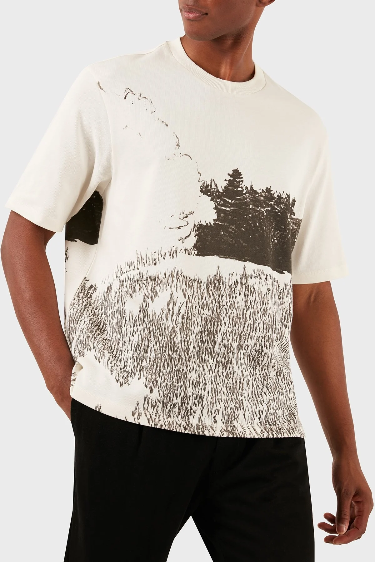Emporio Armani Bisiklet Yaka % 100 Pamuk Regular Fit Erkek T Shirt 3D1T6P 1J38Z F126 EKRU - 3