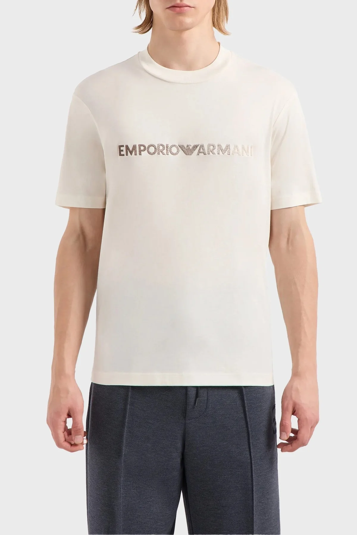 Emporio Armani Bisiklet Yaka % 100 Pamuk Regular Fit Erkek T Shirt 3D1TG3 1JPZZ 01B1 EKRU - 6