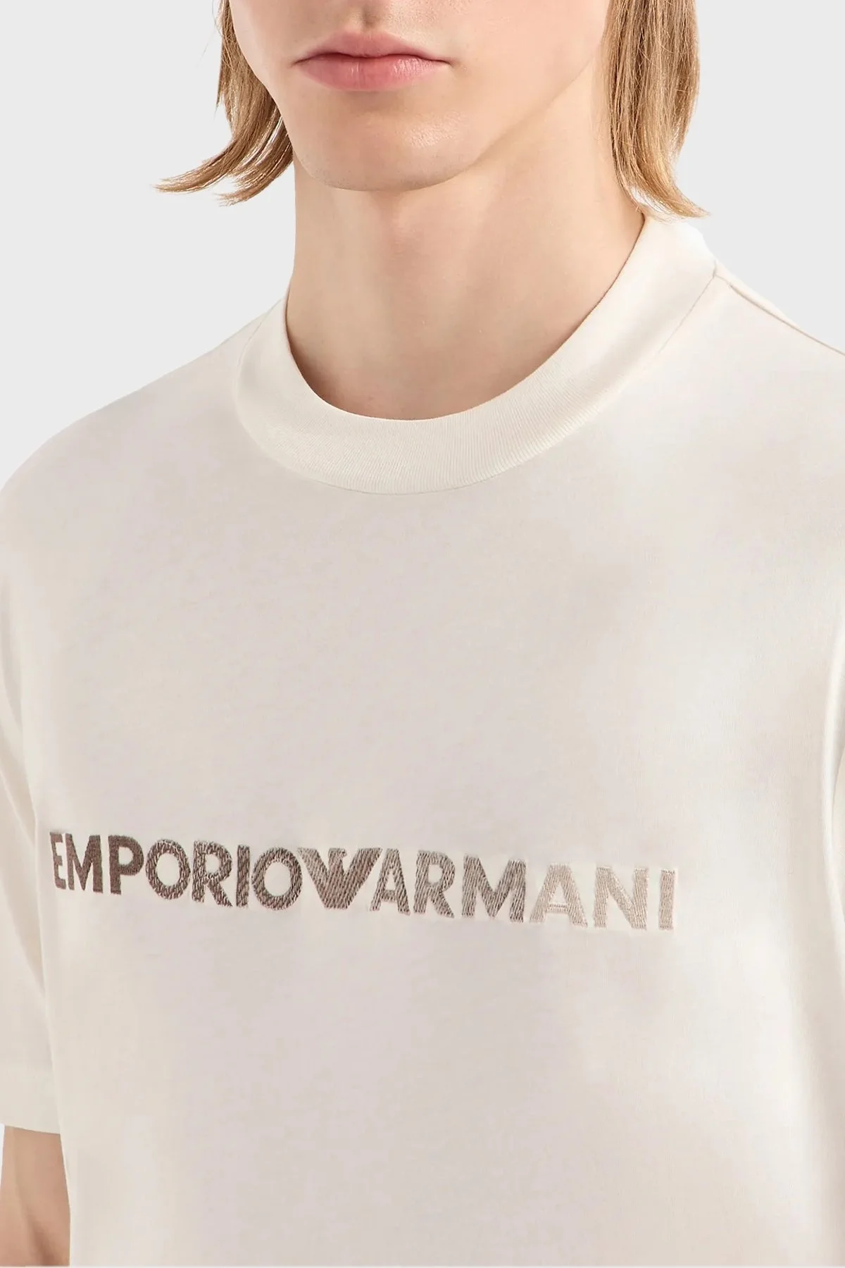 Emporio Armani Bisiklet Yaka % 100 Pamuk Regular Fit Erkek T Shirt 3D1TG3 1JPZZ 01B1 EKRU - 7