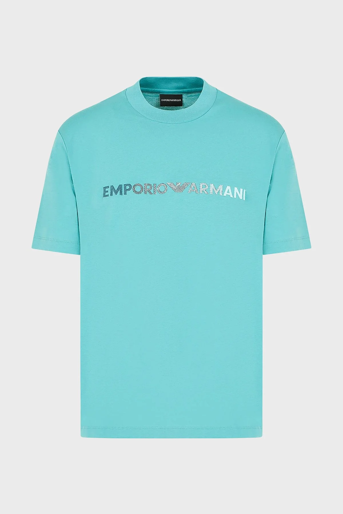 Emporio Armani Bisiklet Yaka % 100 Pamuk Regular Fit Erkek T Shirt 3D1TG3 1JPZZ 0758 TURKUAZ - 2