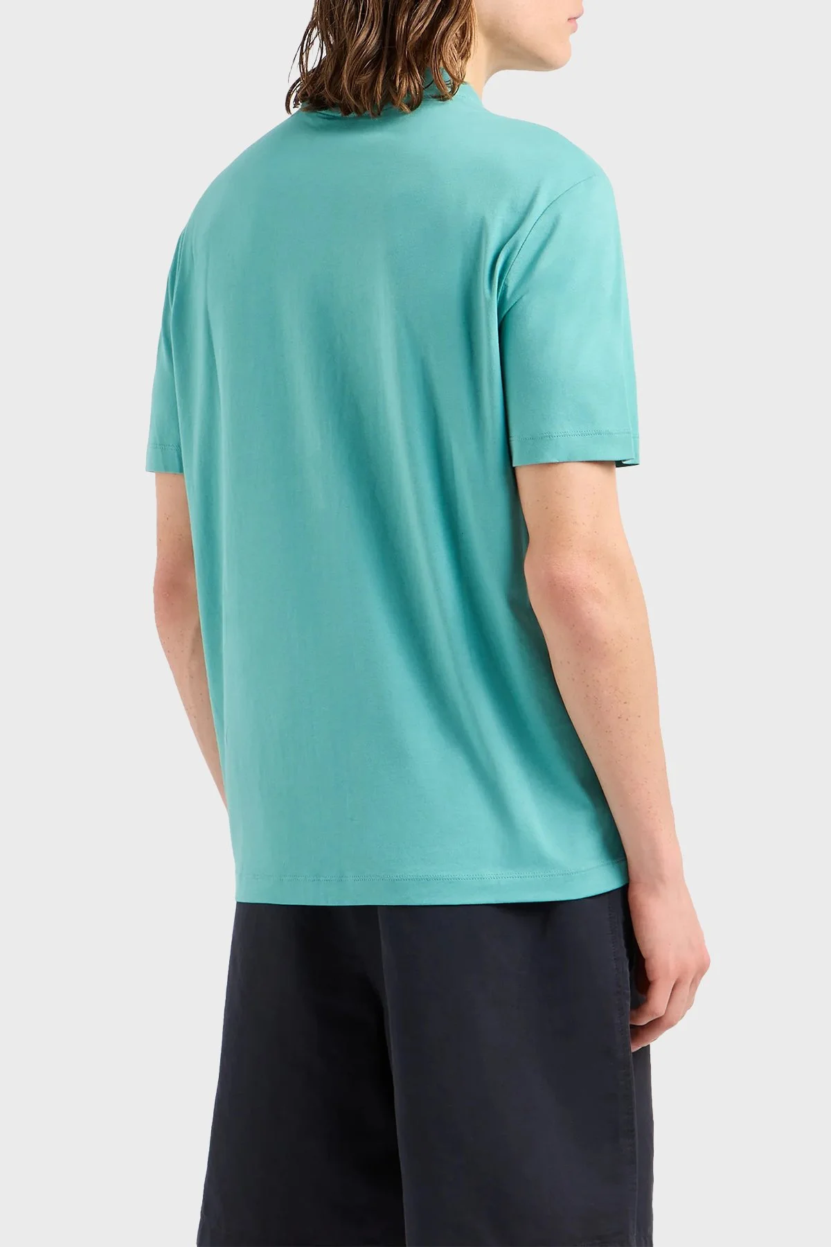 Emporio Armani Bisiklet Yaka % 100 Pamuk Regular Fit Erkek T Shirt 3D1TG3 1JPZZ 0758 TURKUAZ - 4