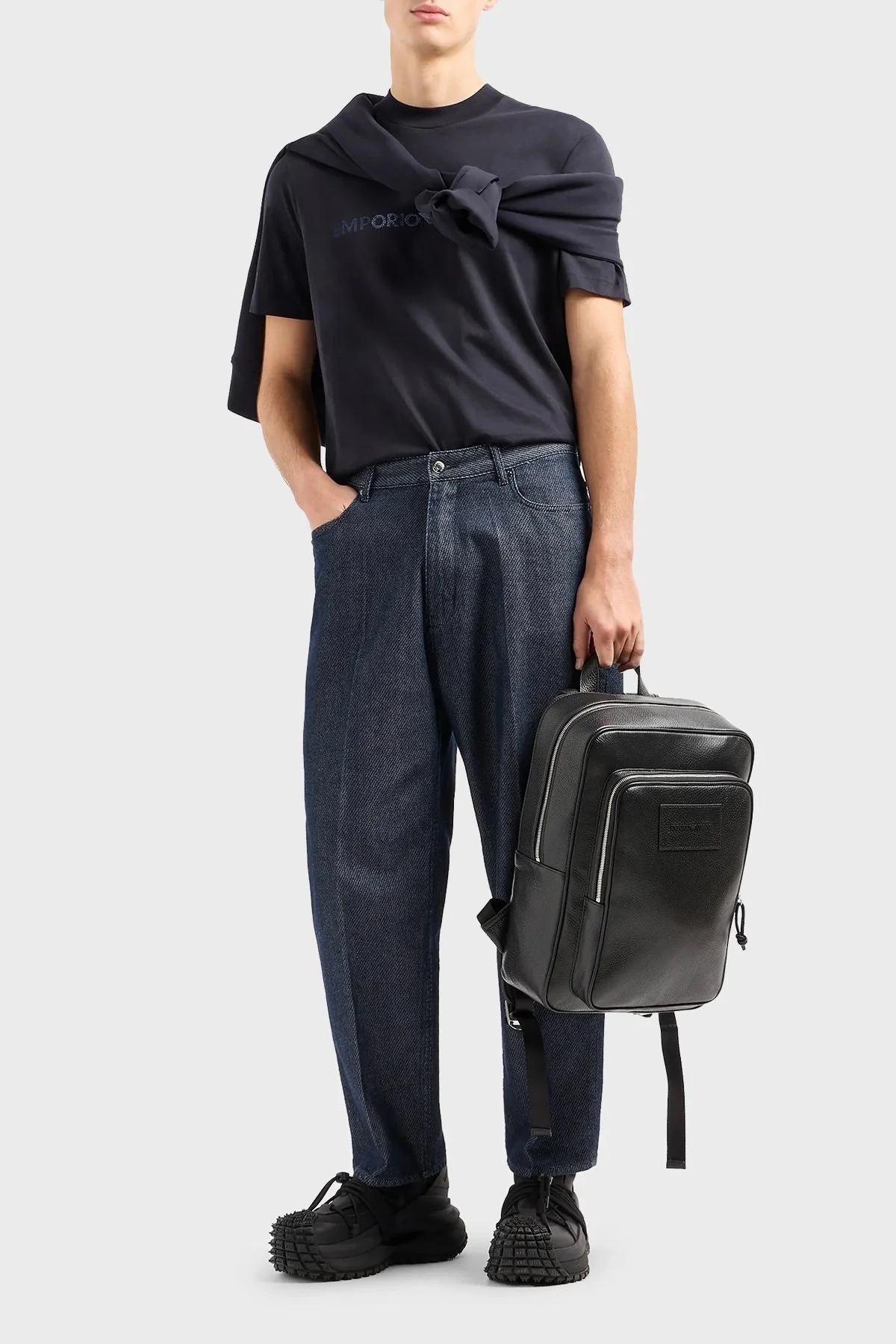 Emporio Armani Bisiklet Yaka % 100 Pamuk Regular Fit Erkek T Shirt 3D1TG3 1JPZZ 09R2 LACİVERT - 2