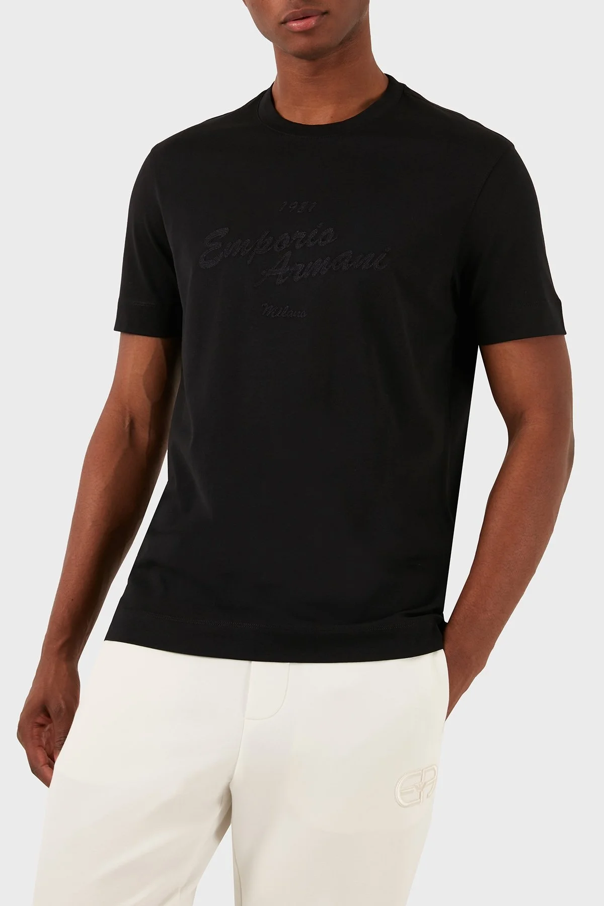 Emporio Armani Bisiklet Yaka % 100 Pamuk Regular Fit Erkek T Shirt 3D1TH1 1JOCZ 0999 SİYAH - 6