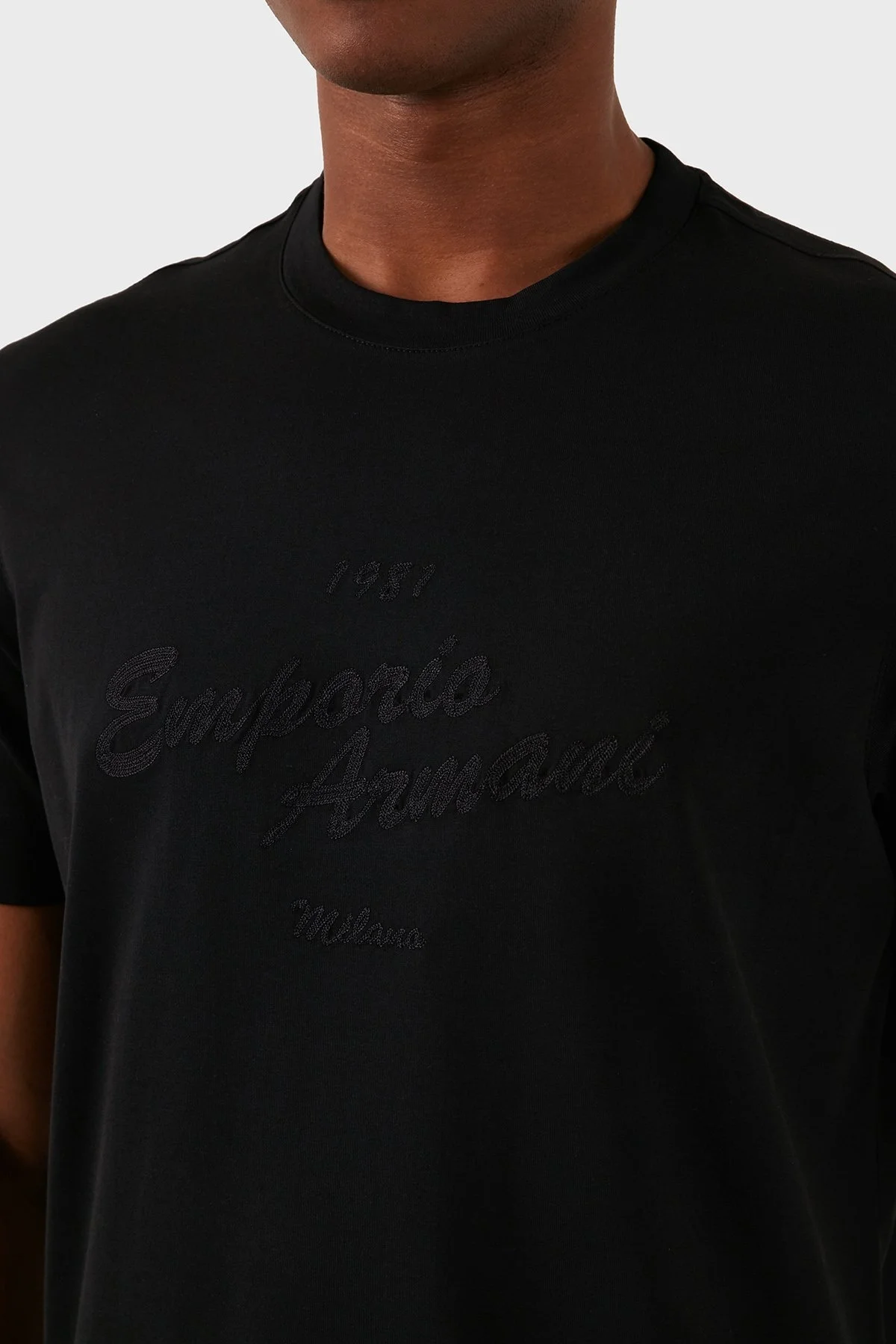 Emporio Armani Bisiklet Yaka % 100 Pamuk Regular Fit Erkek T Shirt 3D1TH1 1JOCZ 0999 SİYAH - 10