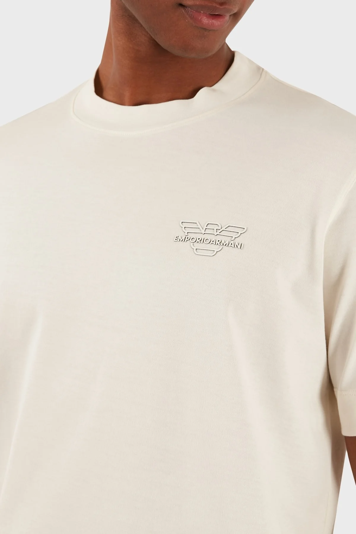 Emporio Armani Bisiklet Yaka % 100 Pamuk Regular Fit Erkek T Shirt 3D1TH3 1JOCZ 01A6 EKRU - 6