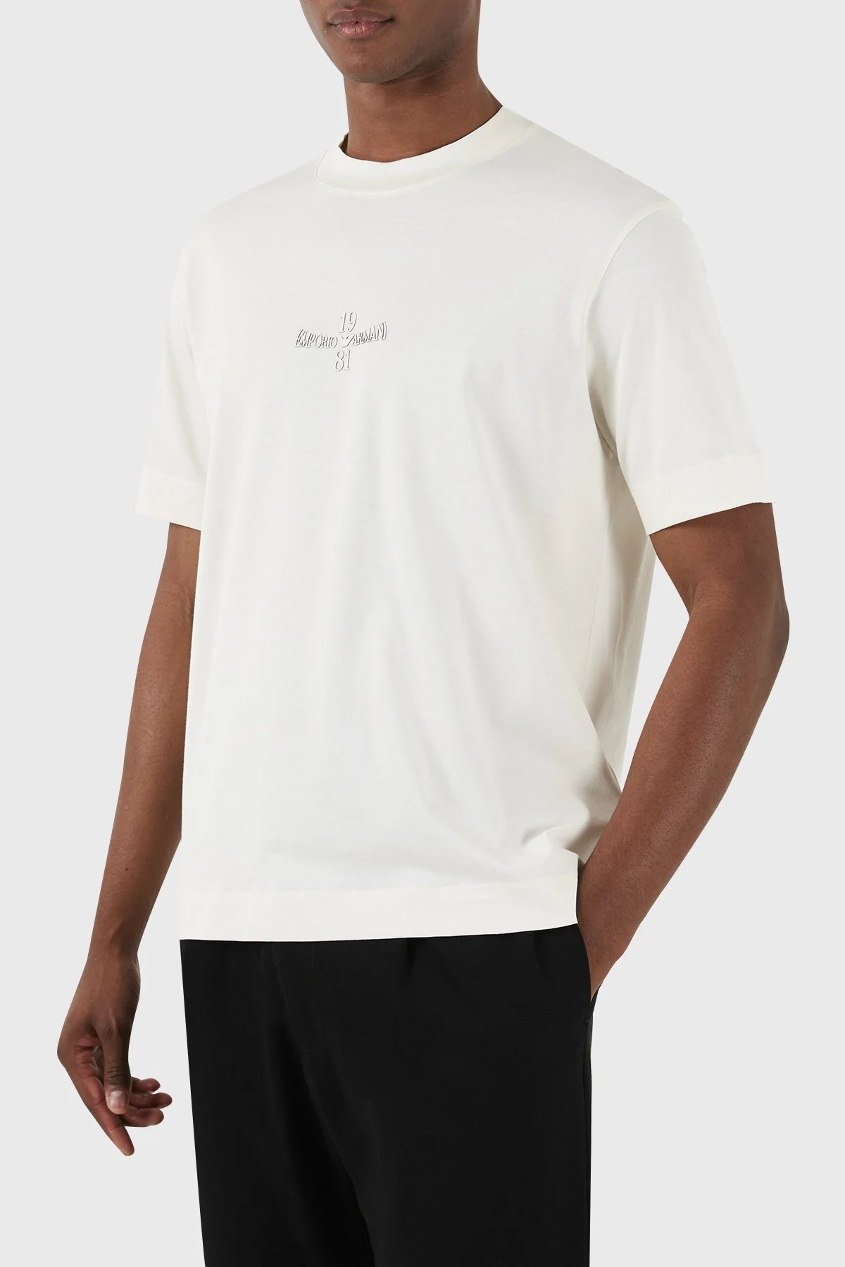 Emporio Armani Bisiklet Yaka % 100 Pamuk Regular Fit Erkek T Shirt 3D1TH3 1JOCZ 01A7 EKRU - 2