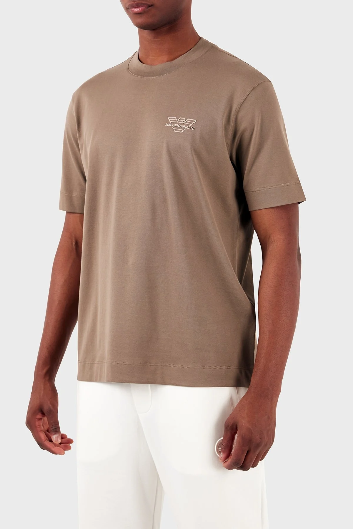 Emporio Armani Bisiklet Yaka % 100 Pamuk Regular Fit Erkek T Shirt 3D1TH3 1JOCZ 04B4 KAHVE - 2