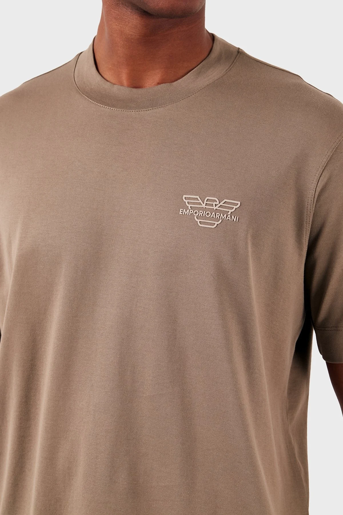 Emporio Armani Bisiklet Yaka % 100 Pamuk Regular Fit Erkek T Shirt 3D1TH3 1JOCZ 04B4 KAHVE - 4