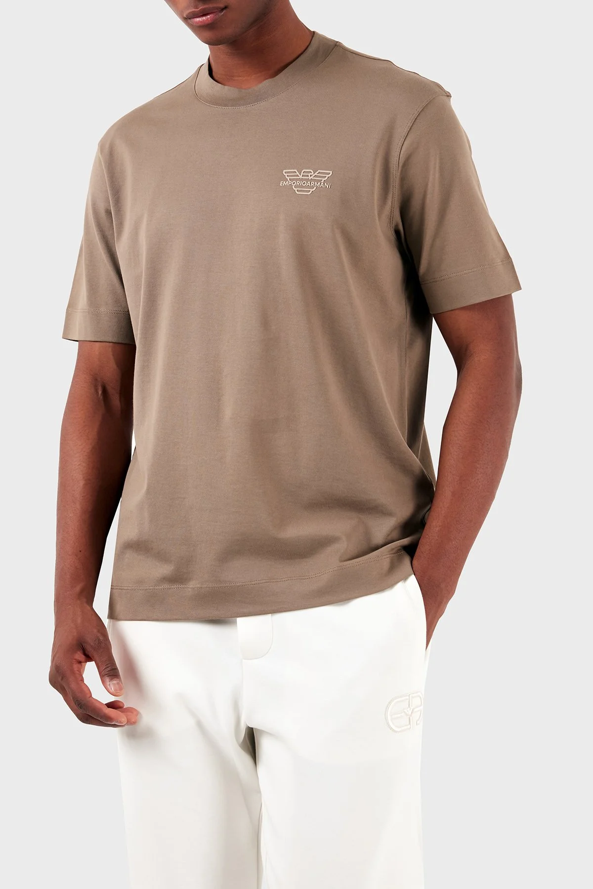 Emporio Armani Bisiklet Yaka % 100 Pamuk Regular Fit Erkek T Shirt 3D1TH3 1JOCZ 04B4 KAHVE - 1