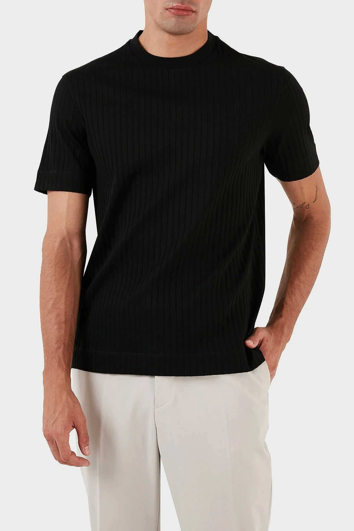 Emporio Armani Bisiklet Yaka % 100 Pamuk Regular Fit Erkek T Shirt 6R1TDN 1JGYZ 0099 SİYAH - 4