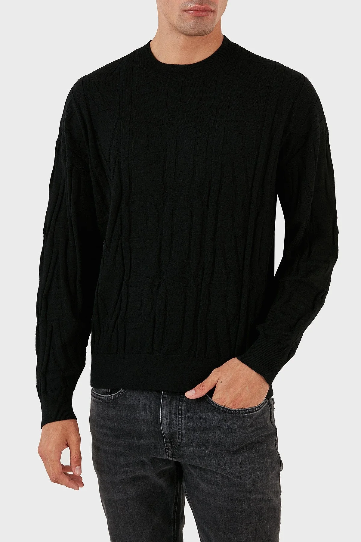 Emporio Armani Bisiklet Yaka % 100 Yün Erkek Kazak 6R1MX4 1MFVZ F016 SİYAH - 2