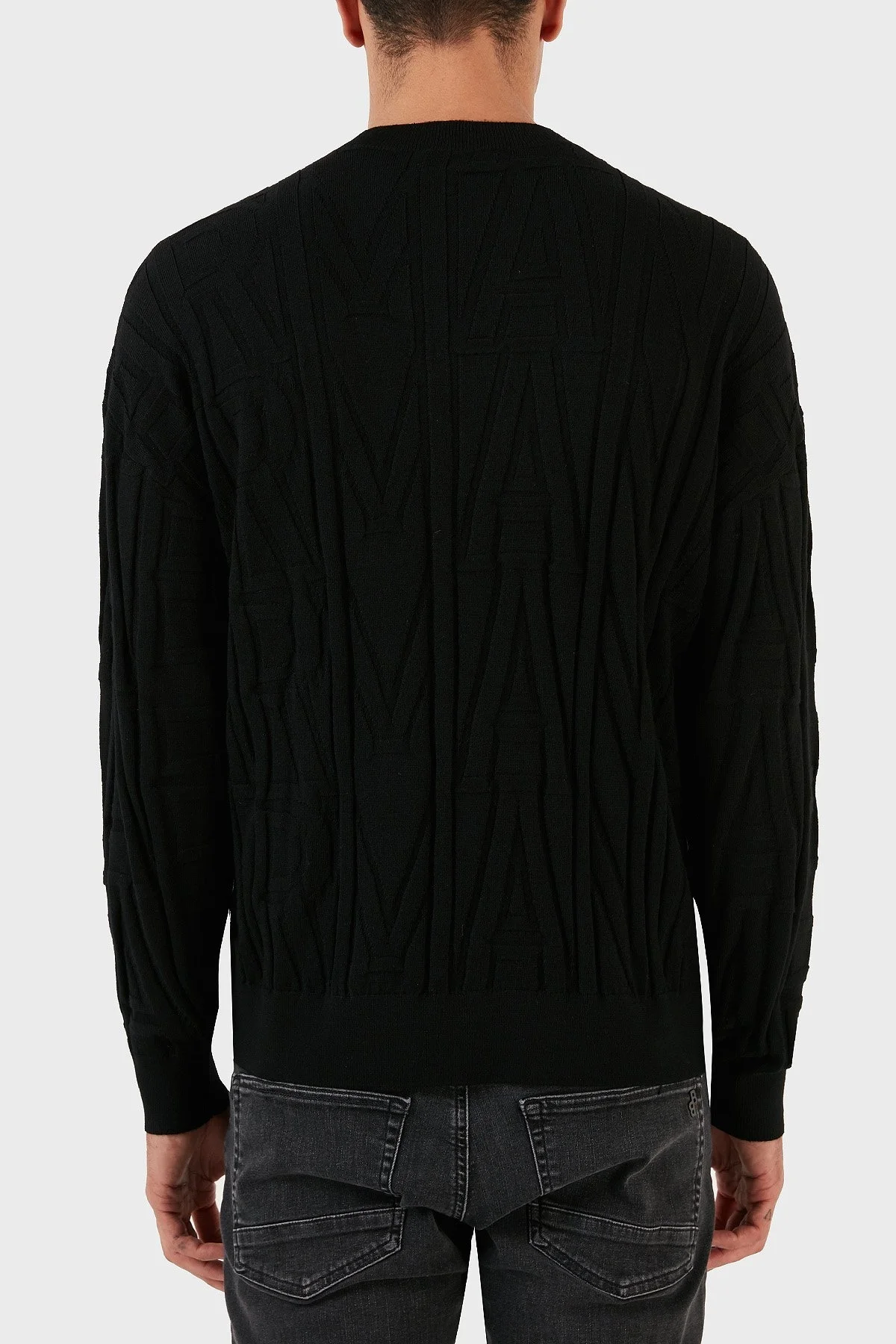 Emporio Armani Bisiklet Yaka % 100 Yün Erkek Kazak 6R1MX4 1MFVZ F016 SİYAH - 3