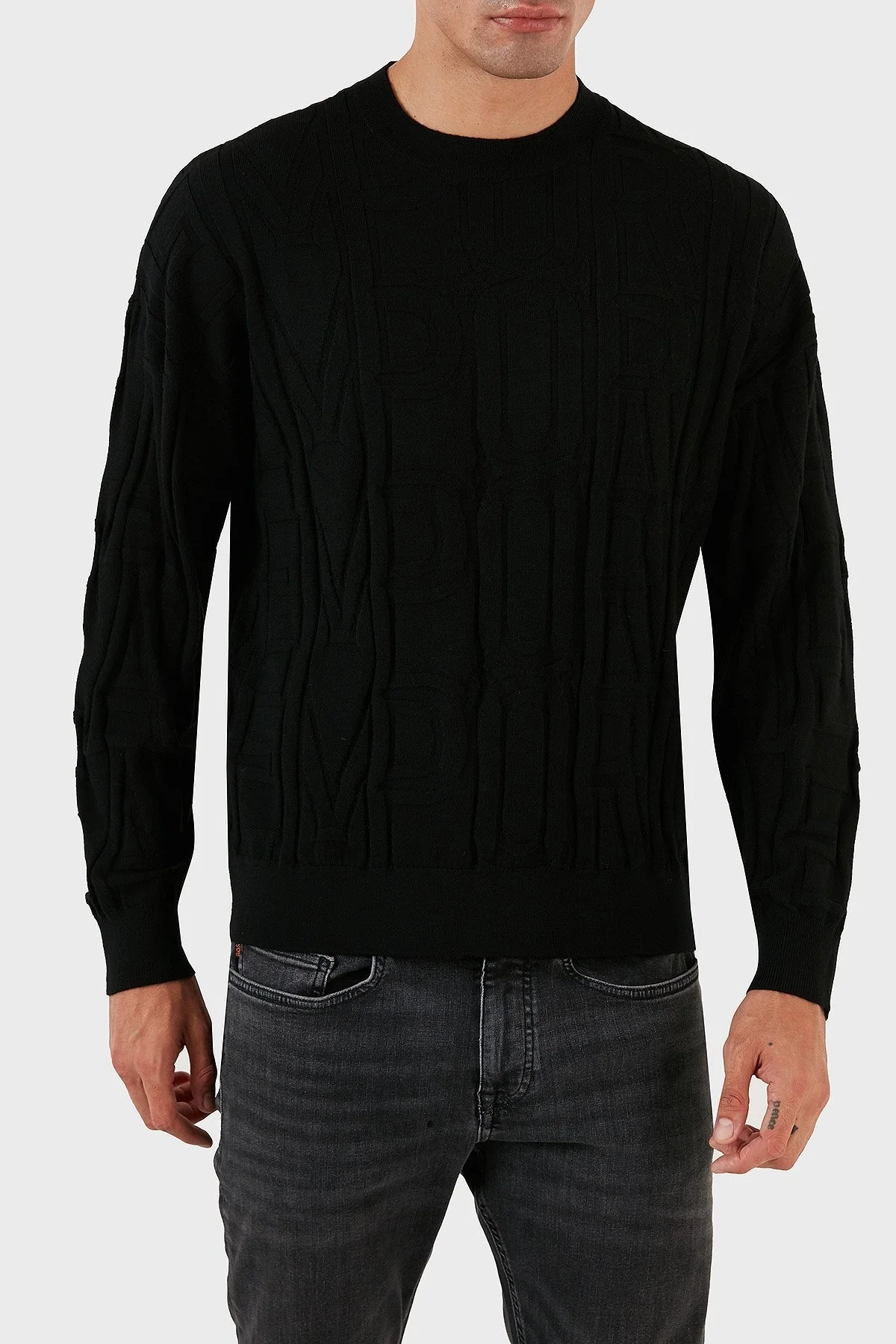 Emporio Armani Bisiklet Yaka % 100 Yün Erkek Kazak 6R1MX4 1MFVZ F016 SİYAH - 5