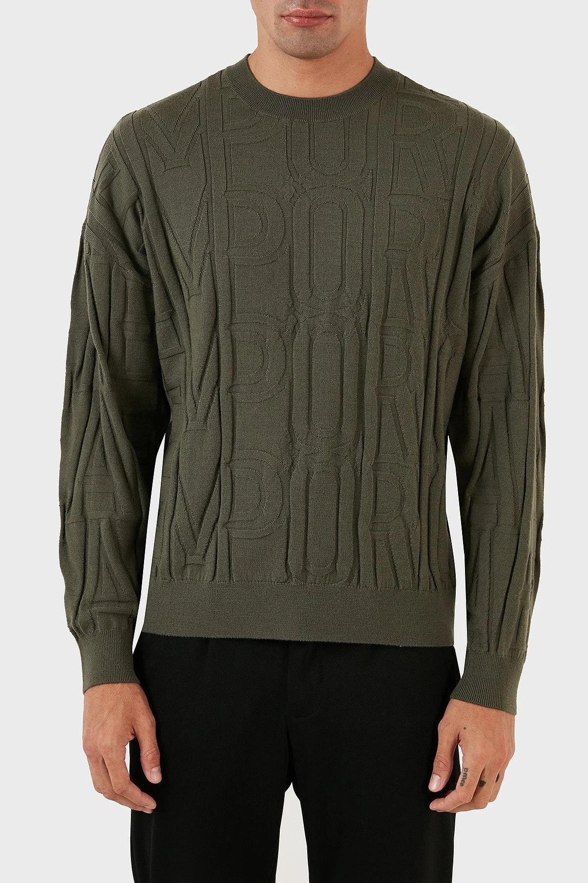 Emporio Armani Bisiklet Yaka % 100 Yün Erkek Kazak 6R1MX4 1MFVZ F623 HAKİ - 1