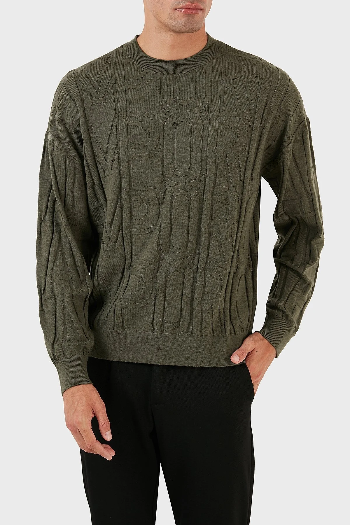 Emporio Armani Bisiklet Yaka % 100 Yün Erkek Kazak 6R1MX4 1MFVZ F623 HAKİ - 4