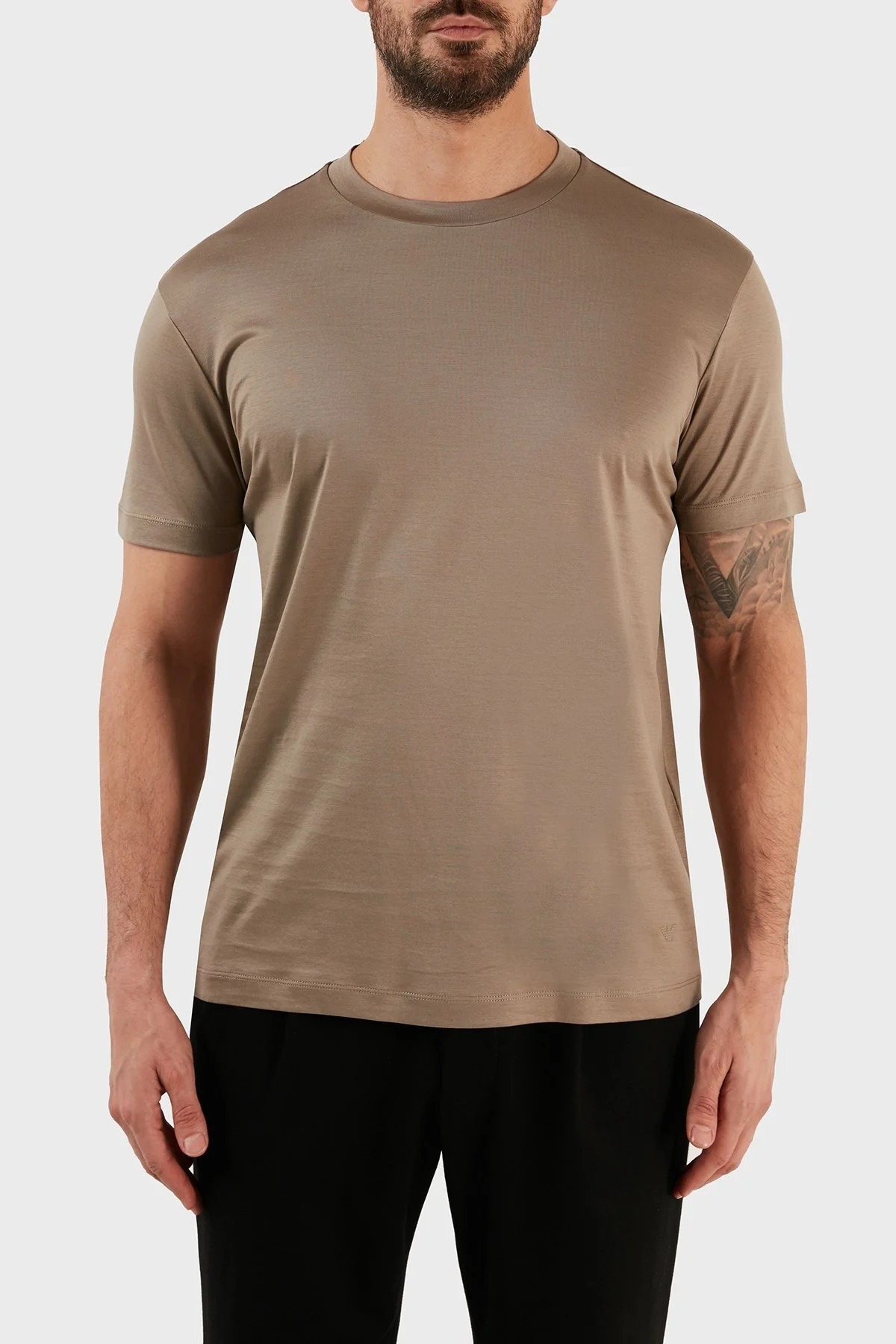 Emporio Armani Bisiklet Yaka Pamuklu Regular Fit Erkek T Shirt 8N1TE8 1JUVZ 0137 BEJ - 1