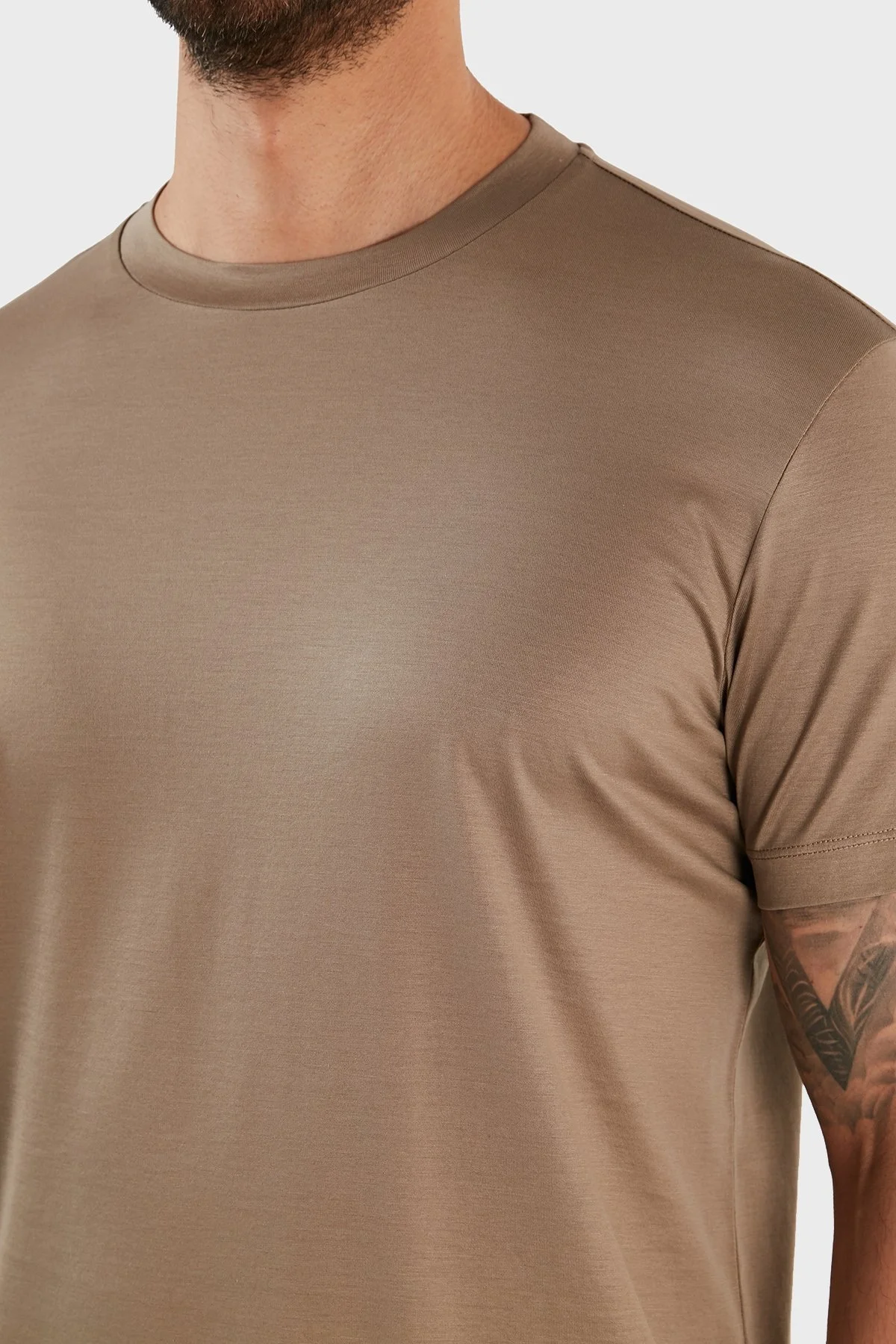 Emporio Armani Bisiklet Yaka Pamuklu Regular Fit Erkek T Shirt 8N1TE8 1JUVZ 0137 BEJ - 4