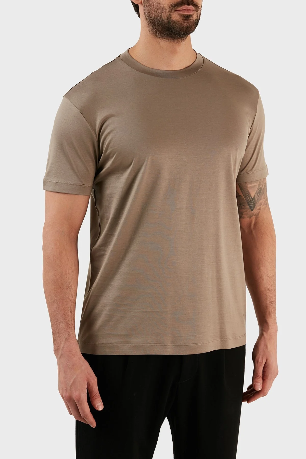 Emporio Armani Bisiklet Yaka Pamuklu Regular Fit Erkek T Shirt 8N1TE8 1JUVZ 0137 BEJ - 6