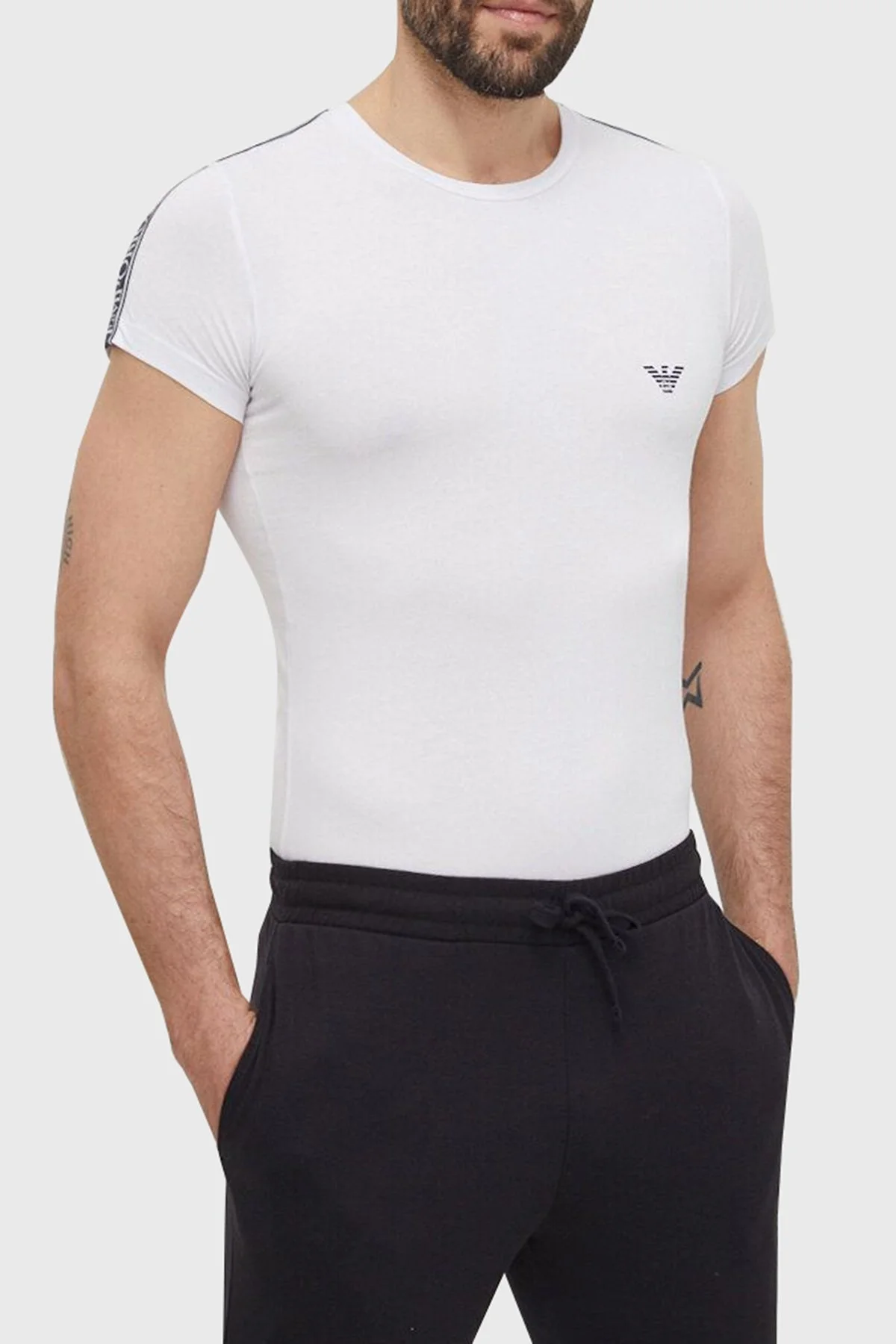 Emporio Armani Bisiklet Yaka Pamuklu Slim Fit Erkek T Shirt 111035 4R523 00010 BEYAZ - 4