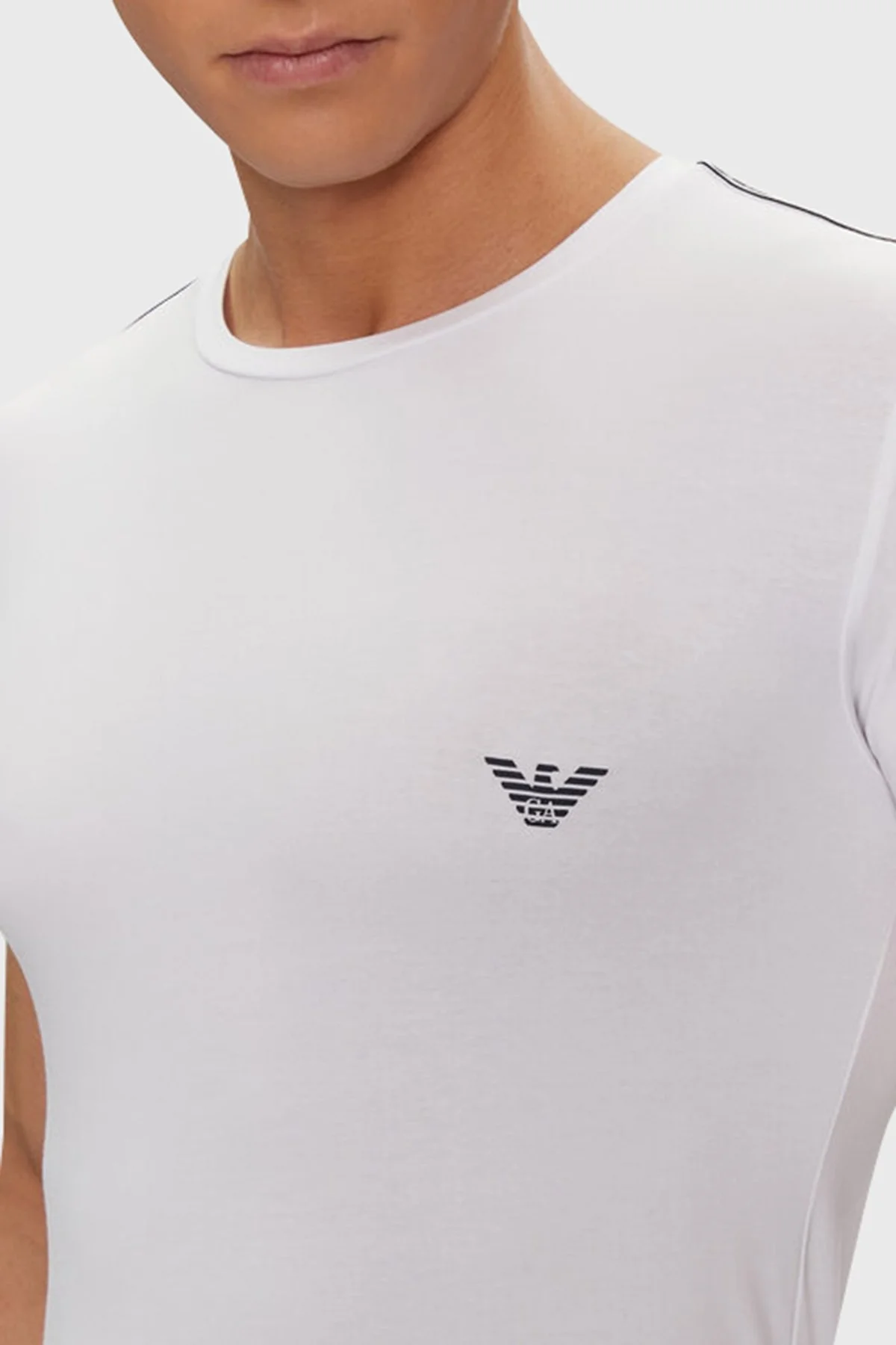 Emporio Armani Bisiklet Yaka Pamuklu Slim Fit Erkek T Shirt 111035 4R523 00010 BEYAZ - 6