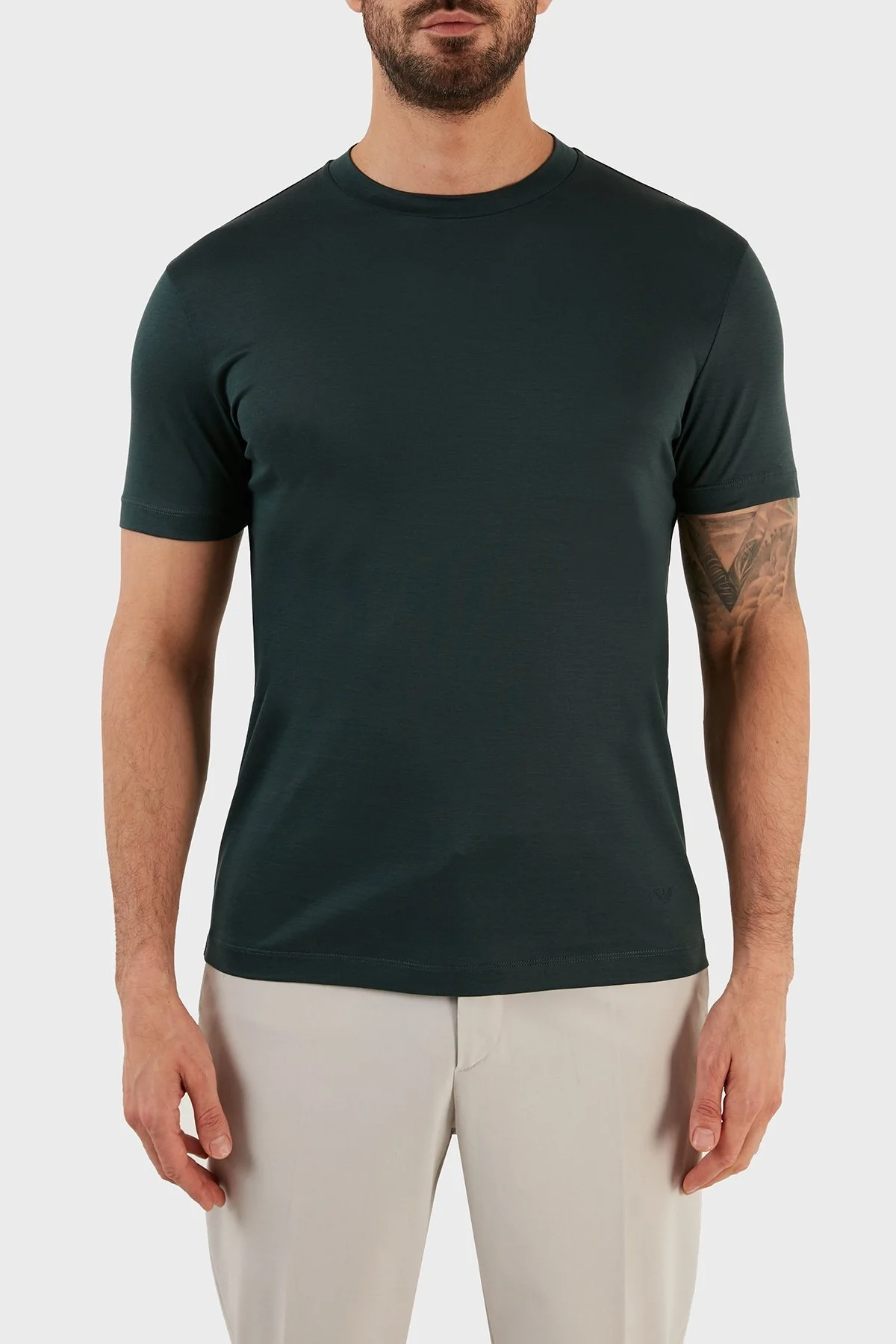Emporio Armani Pamuklu Regular Fit Bisiklet Yaka Erkek T Shirt 8N1TE8 1JUVZ 0586 HAKİ - 1