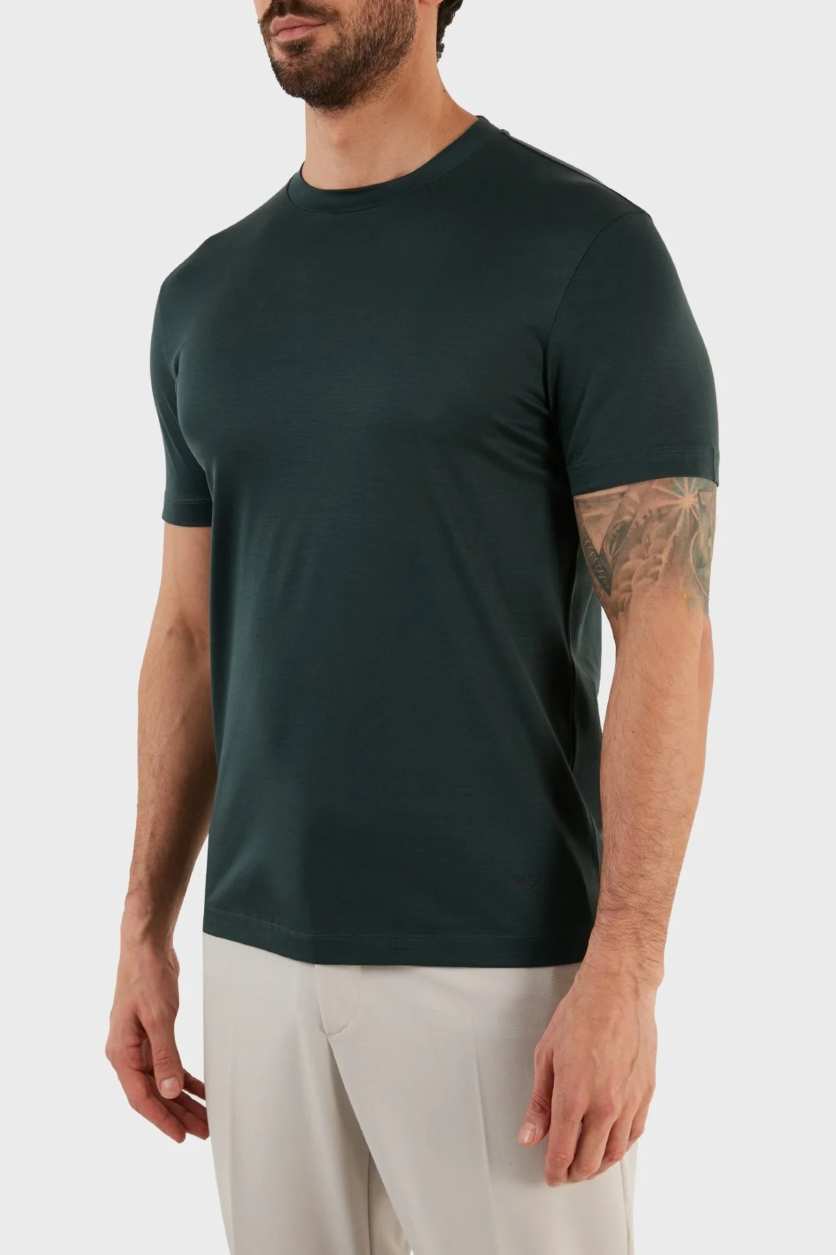 Emporio Armani Pamuklu Regular Fit Bisiklet Yaka Erkek T Shirt 8N1TE8 1JUVZ 0586 HAKİ - 2