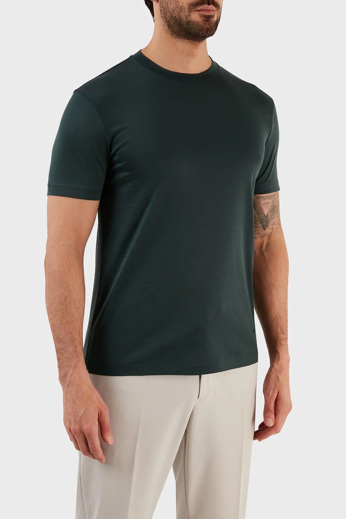 Emporio Armani Pamuklu Regular Fit Bisiklet Yaka Erkek T Shirt 8N1TE8 1JUVZ 0586 HAKİ - 3