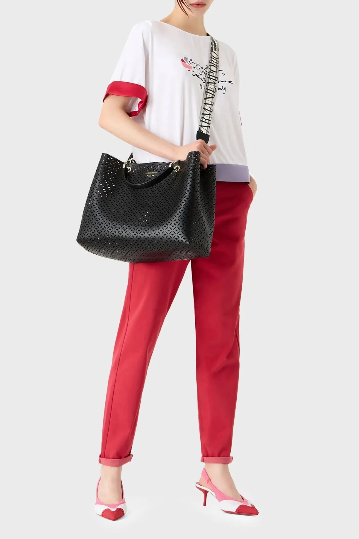 Emporio Armani Bisiklet Yaka Streç Jarse Bayan T Shirt 6R2T8B 2JFJZ 0100 BEYAZ - 2