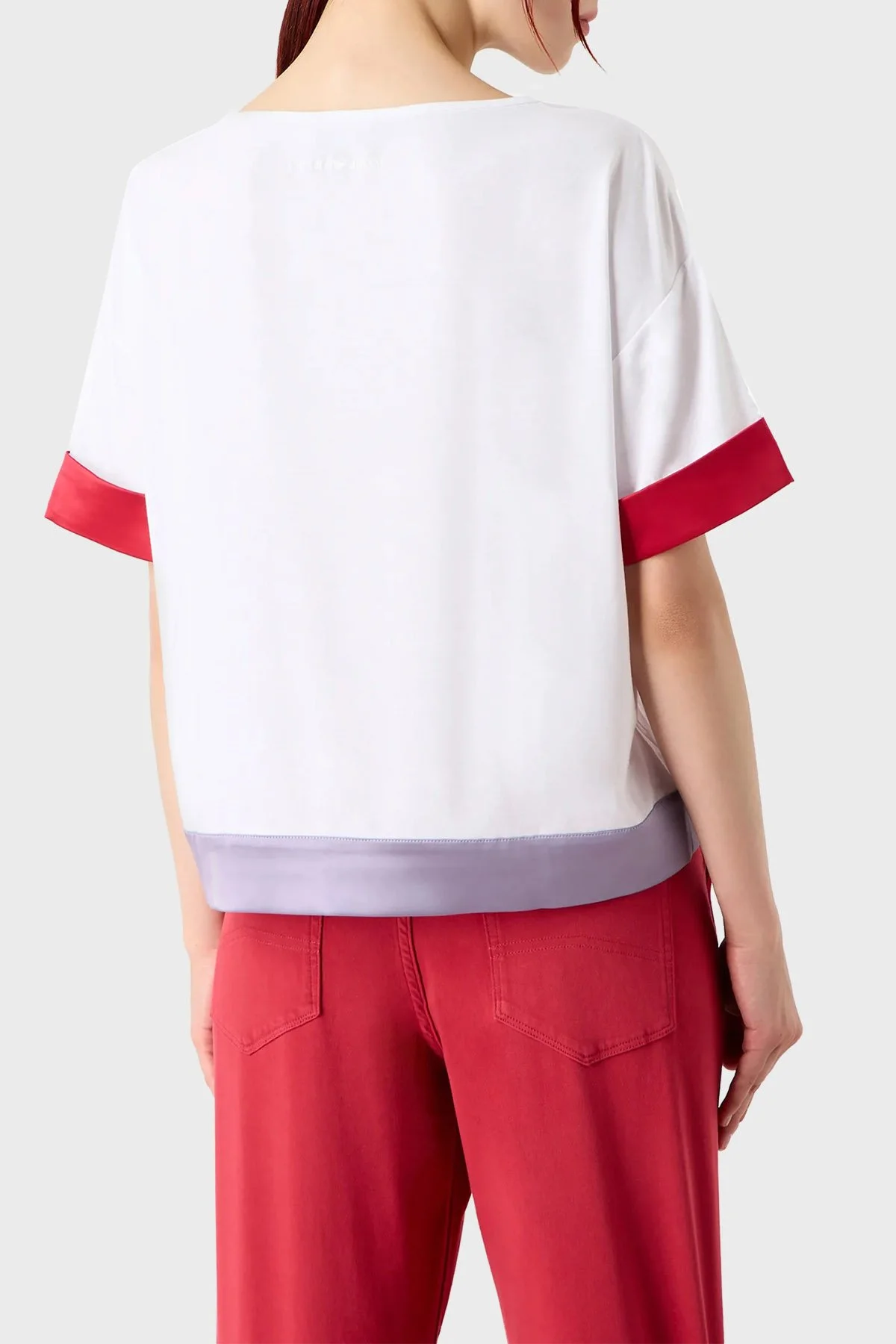 Emporio Armani Bisiklet Yaka Streç Jarse Kadın T Shirt 6R2T8B 2JFJZ 0100 BEYAZ - 3