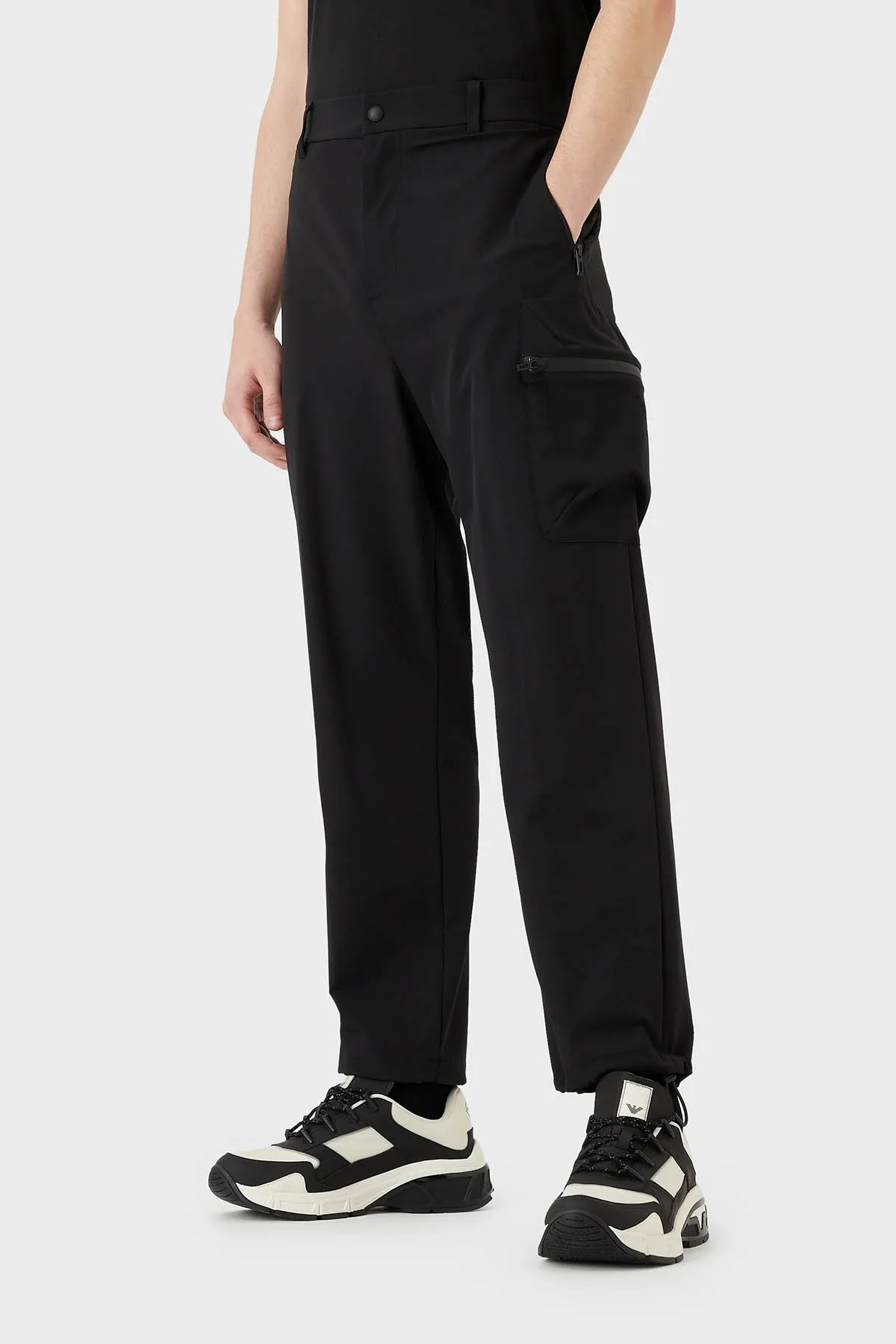 Emporio Armani Büzülebilir Paça Normal Bel Relaxed Fit Erkek Pantolon 3R1PG8 1NNIZ 0999 SİYAH - 2