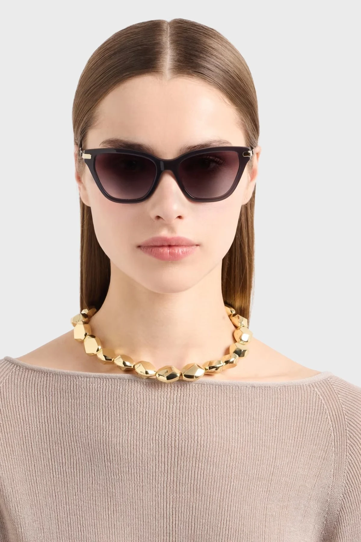 Emporio Armani Cat Eye Güneş Bayan Gözlük 0EA4251 62628G 54 Parlak Opal Siyah-Gri Gradyan - 7