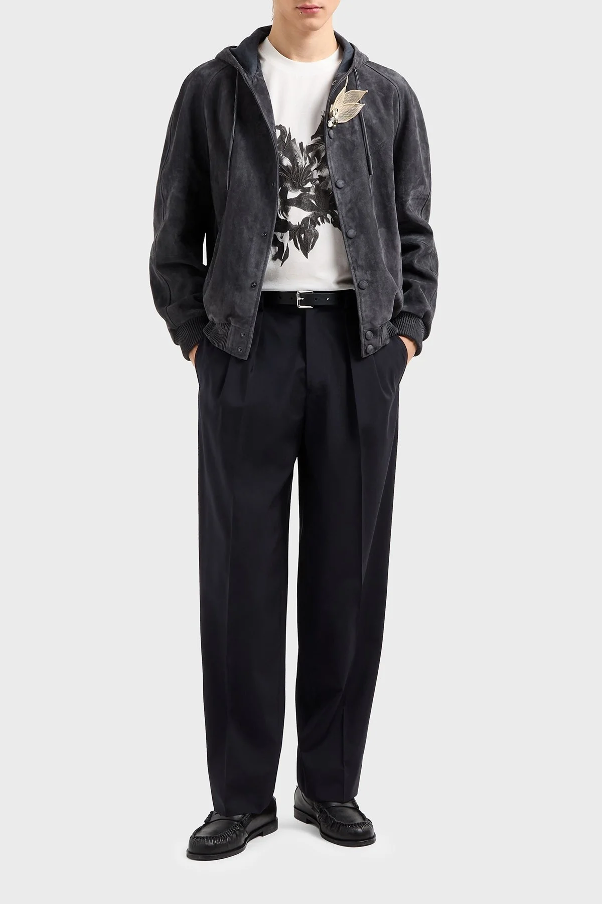 Emporio Armani Çiçek Baskılı Pamuklu Regular Fit Bisiklet Yaka Erkek T Shirt EM001024 AF10017 U0003 BEYAZ - 2