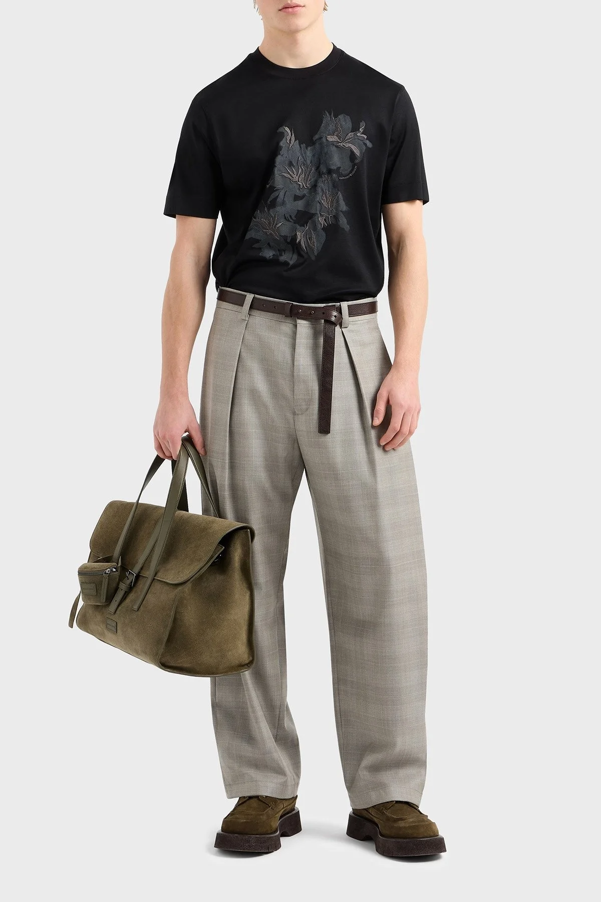 Emporio Armani Çiçek Baskılı Pamuklu Regular Fit Bisiklet Yaka Erkek T Shirt EM001024 AF10017 UC001 SİYAH - 2